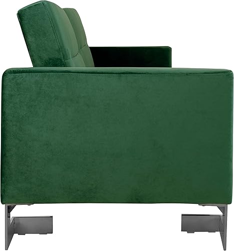 Miniatura 48 de Safavieh Inicio Tribeca Glam Sofá cama plegable de terciopelo azul marino y latón Azul marino/latón,Esmeralda/latón,Rubor /