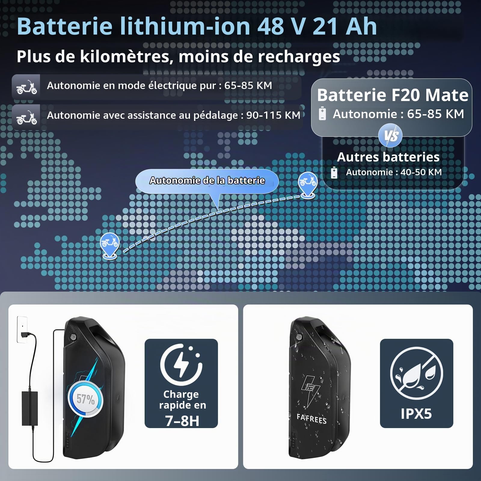 Fafrees F20 Mate Tricycle Adulte Electrique, FatBike Electrique Pliant avec 48V 12/23,45AH Lithium Batterie Jusqu'à 60-140km, Velo 20 Pouces pour L'extérieur avec Miroir & Panier Arrière