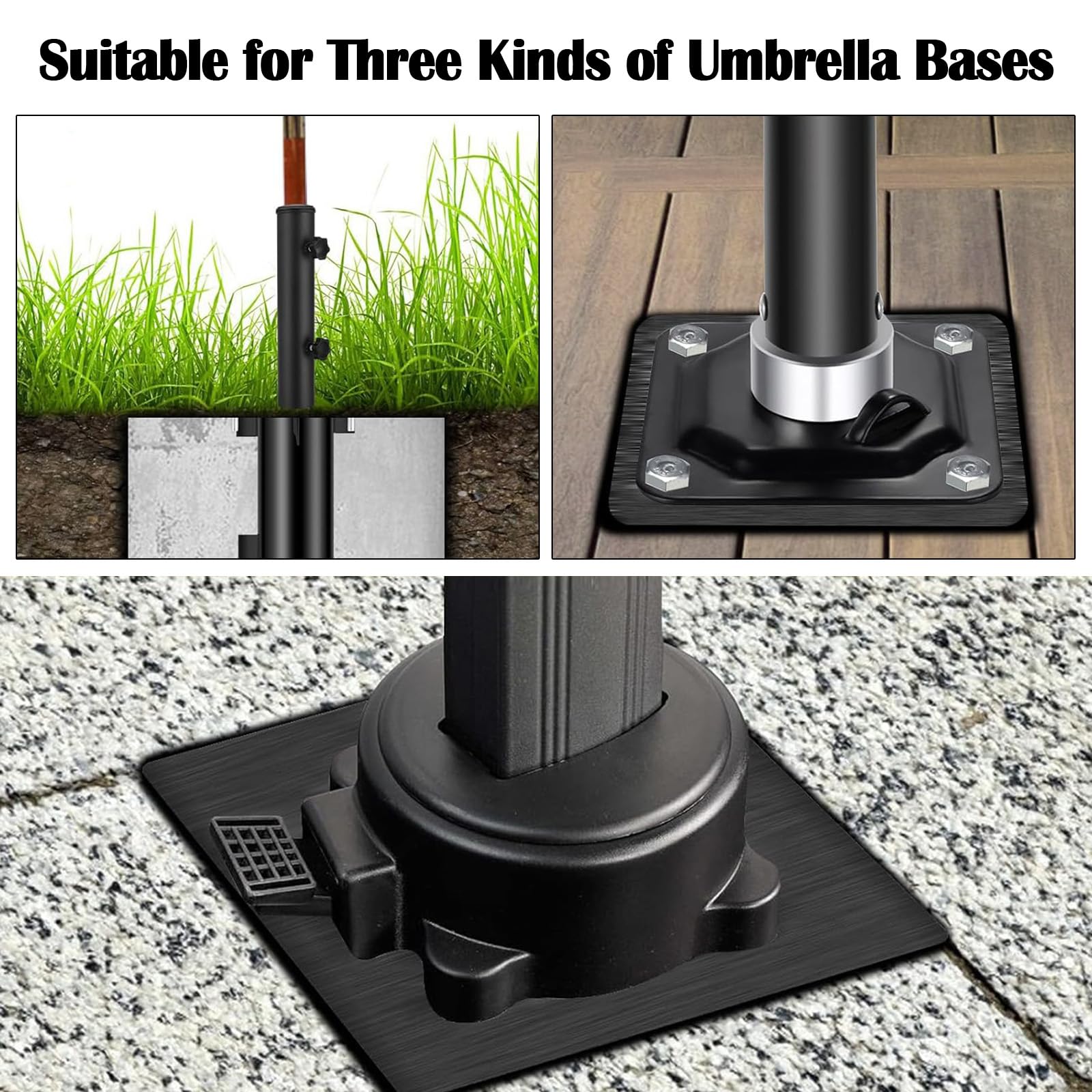 Base Per Ombrellone In Ferro Regolabile - Supporto Per Esterni Con Viti Per Fissaggio