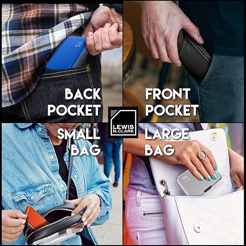 Miniatura 5 de Lewis N Clark Cartera de aluminio RFID Plateado Mini cartera de aluminio RFID soporte para tarjetas de crédito funda para tarjetas de visita  funda
