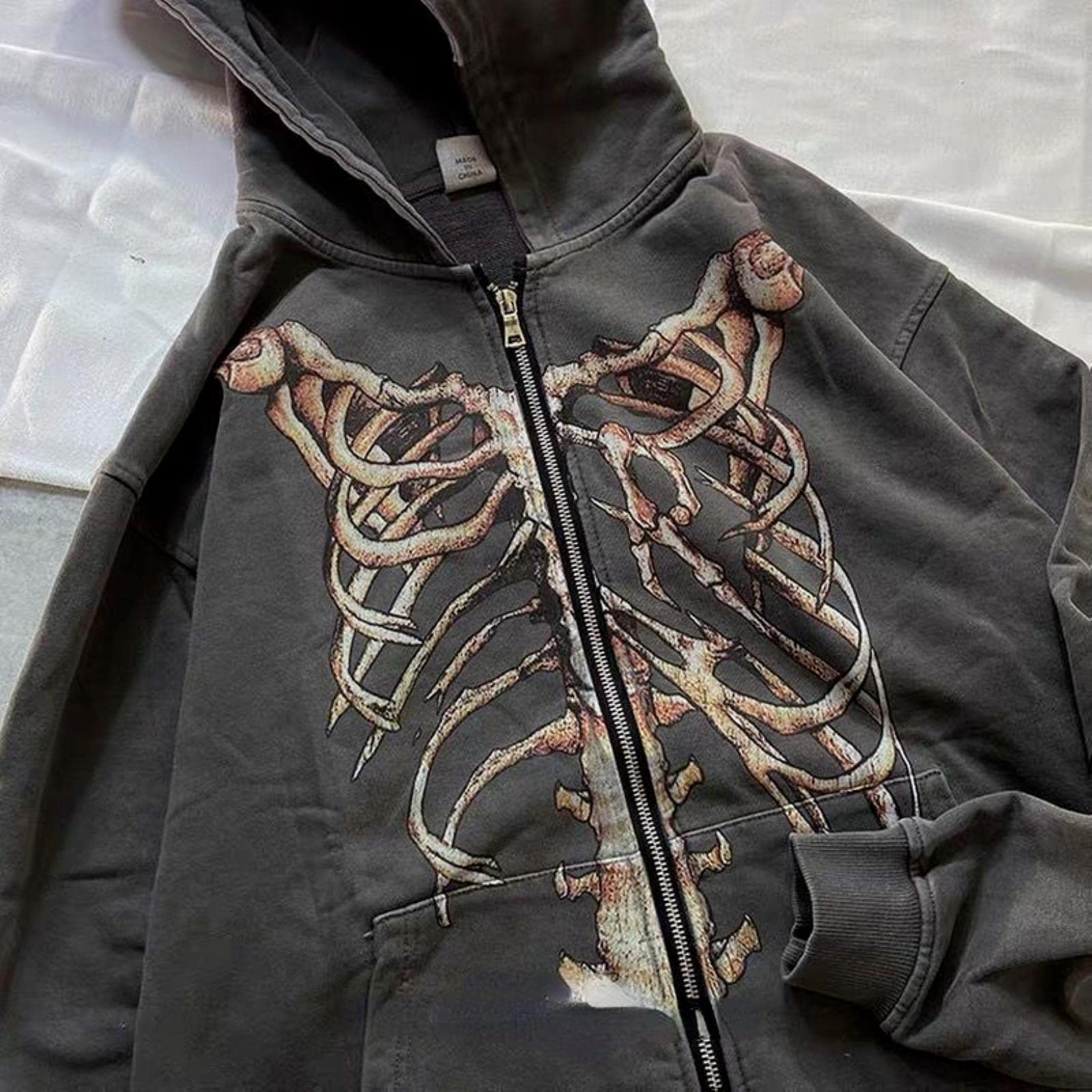 YONY Felpa con Cappuccio Oversize con Stampa Streetwear Gotica da Donna Felpa con Cerniera Hip-Hop Punk Punk Femminile Mall Goth Top-PIC,L