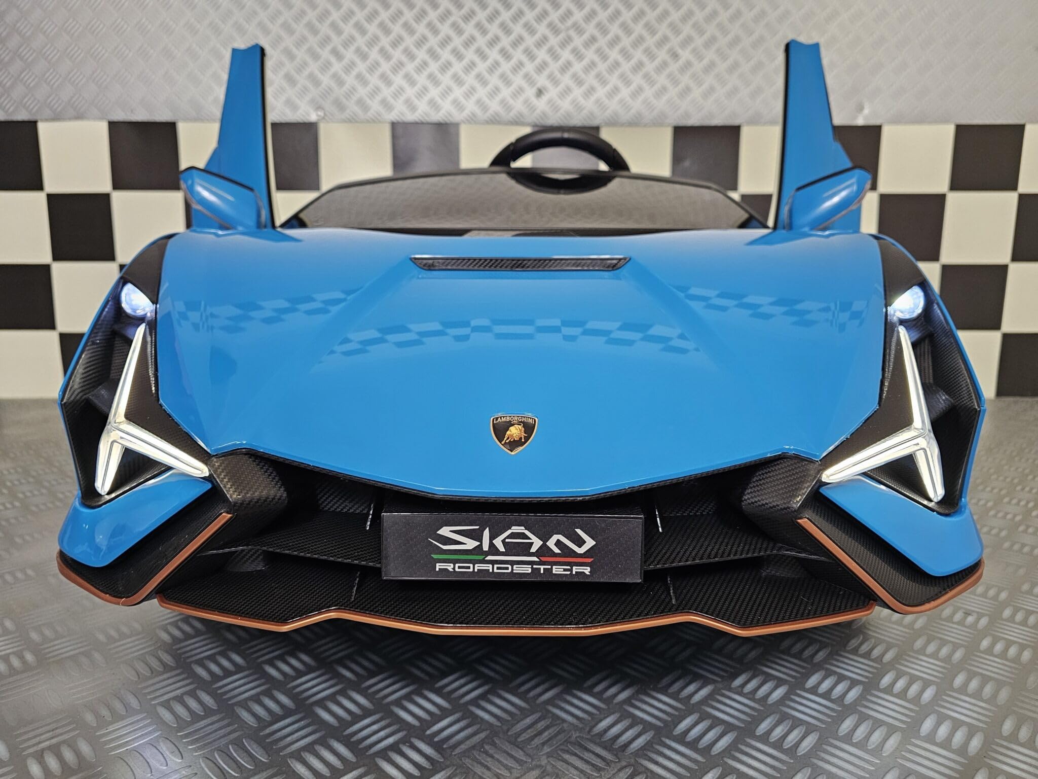 Auto 24 V e 2 posti, per bambini, Lamborghini SIAN, 4 motori da 24 V, RC genitori, sedile in pelle, ruote in gomma, bambini da 1 a 6 anni