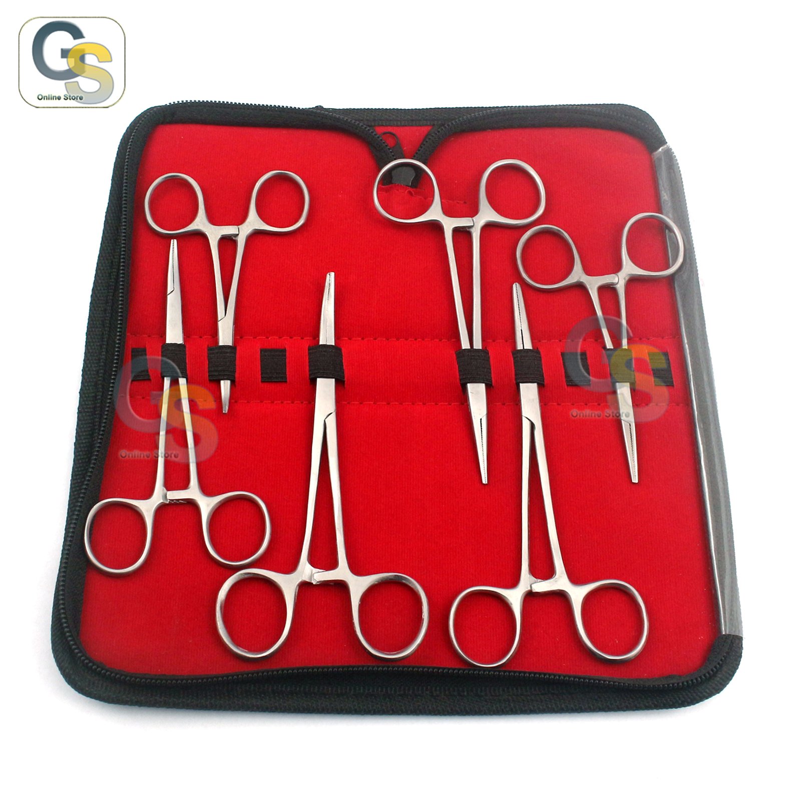 Ultimate Hemostat Set, 6 Piece Includes Set Ideal for Hobby Tools, Electronics, Fishing and Taxidermy W/Case Included by G.S Online Store