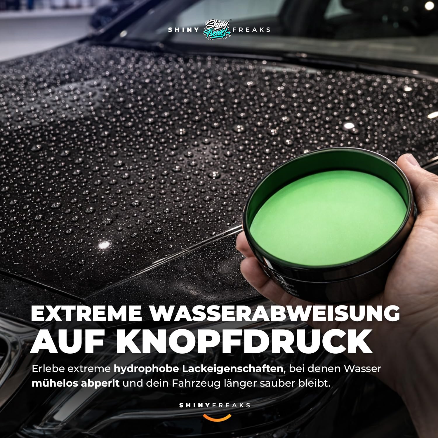 Swippy Ceramic Carnauba Wax (200ml) Premium Autowachs + Shiny Freaks Mikrofasertuch | Lackversiegelung mit extremem Abperleffekt - Keramikersiegelung Auto für starken Lackschutz & Glanz | 2-teilig