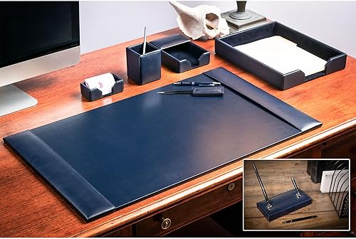 Vista 88 de Dacasso DF-5001 - Juego de escritorio de cuero de 6 piezas, color azul marino, 30 x 18 x 4, DF-5001