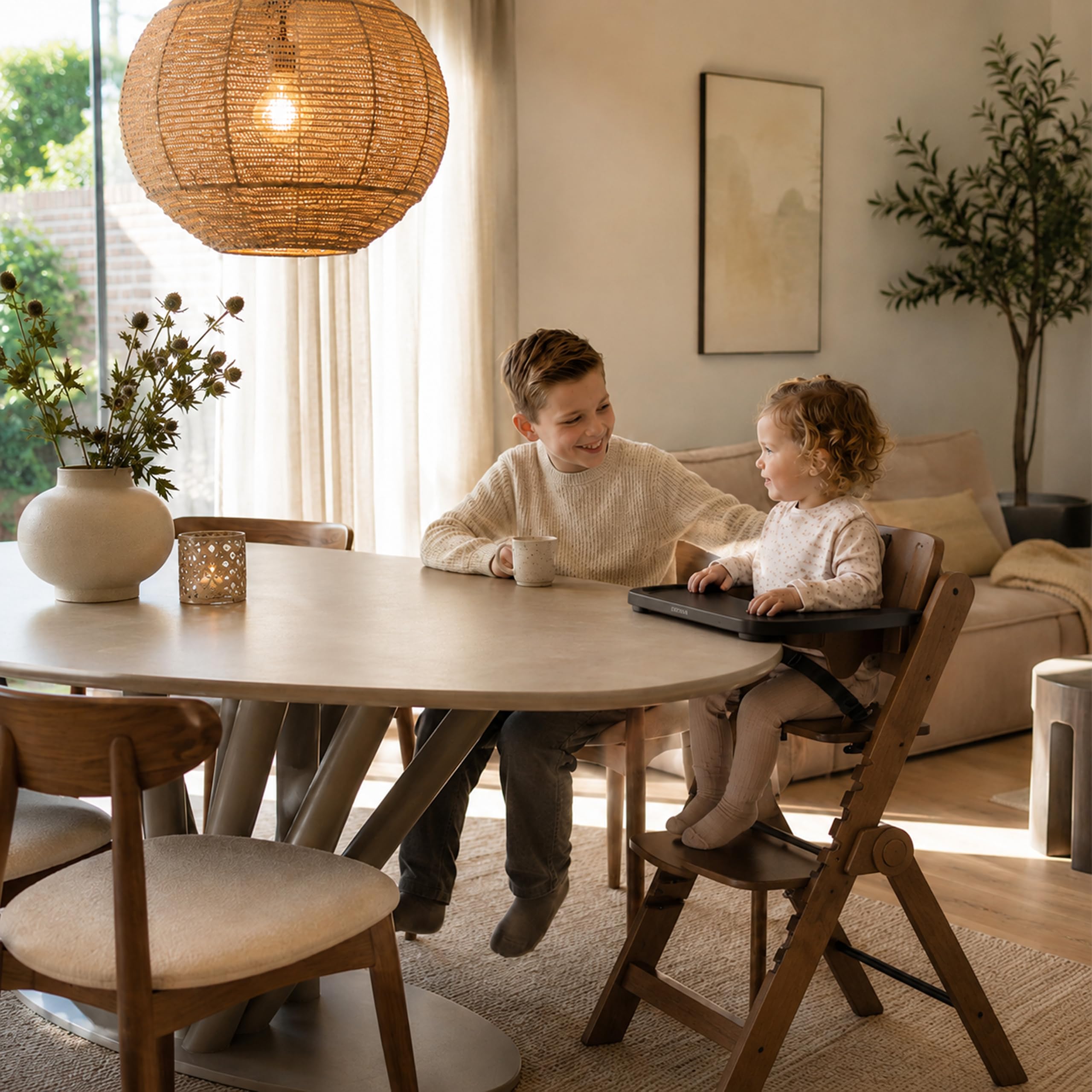 Chaise haute Deryan Odin pour bébé et enfant, marron foncé