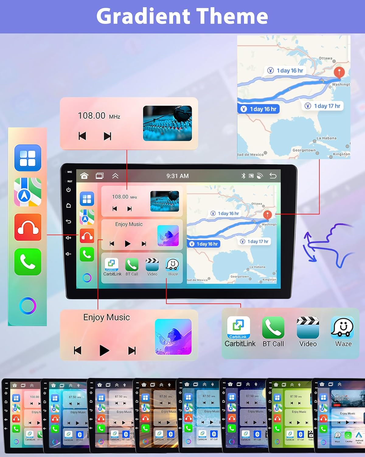 Podofo【2+64G】Car Stereo for Dodge Grand Caravan 2011-2020 for Chrysler Grand Voyager 2011-2015 with Carplay Android Auto,9 Inch IPS Touchscreen Car Radio with Bluetooth/GPS/WiFi+MIC+AHD Backup Camera