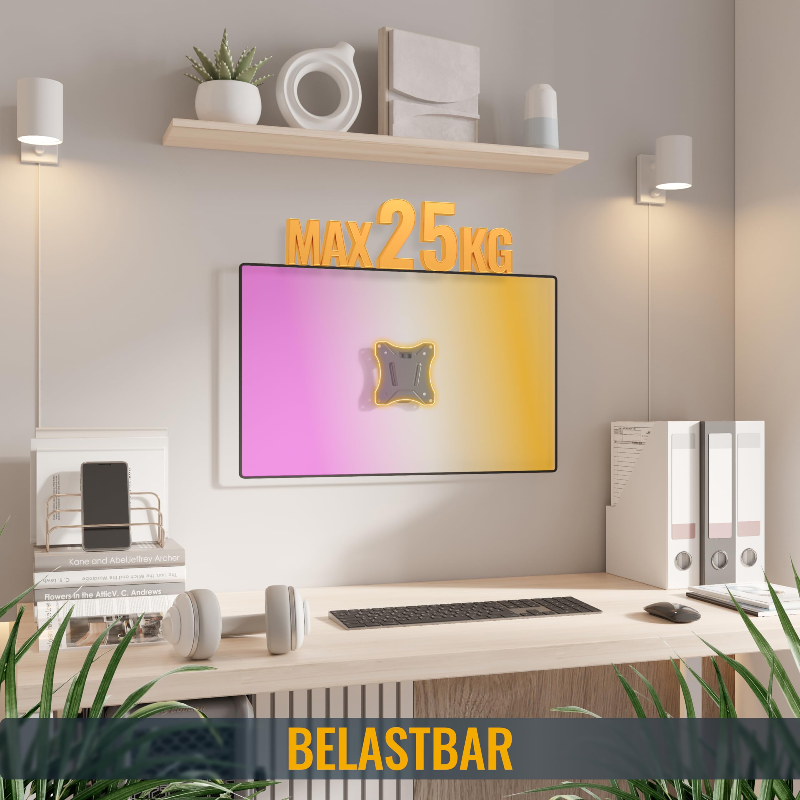 RICOO Uchwyt ścienny do monitora PC płaski do 13-29 cali, uchwyt ścienny do monitora F0611, uchwyt na monitor, uchwyt na ekran, uchwyt ścienny monitor 27 cali do 25 kg, VESA 75 x 75, 100 x 100 mm