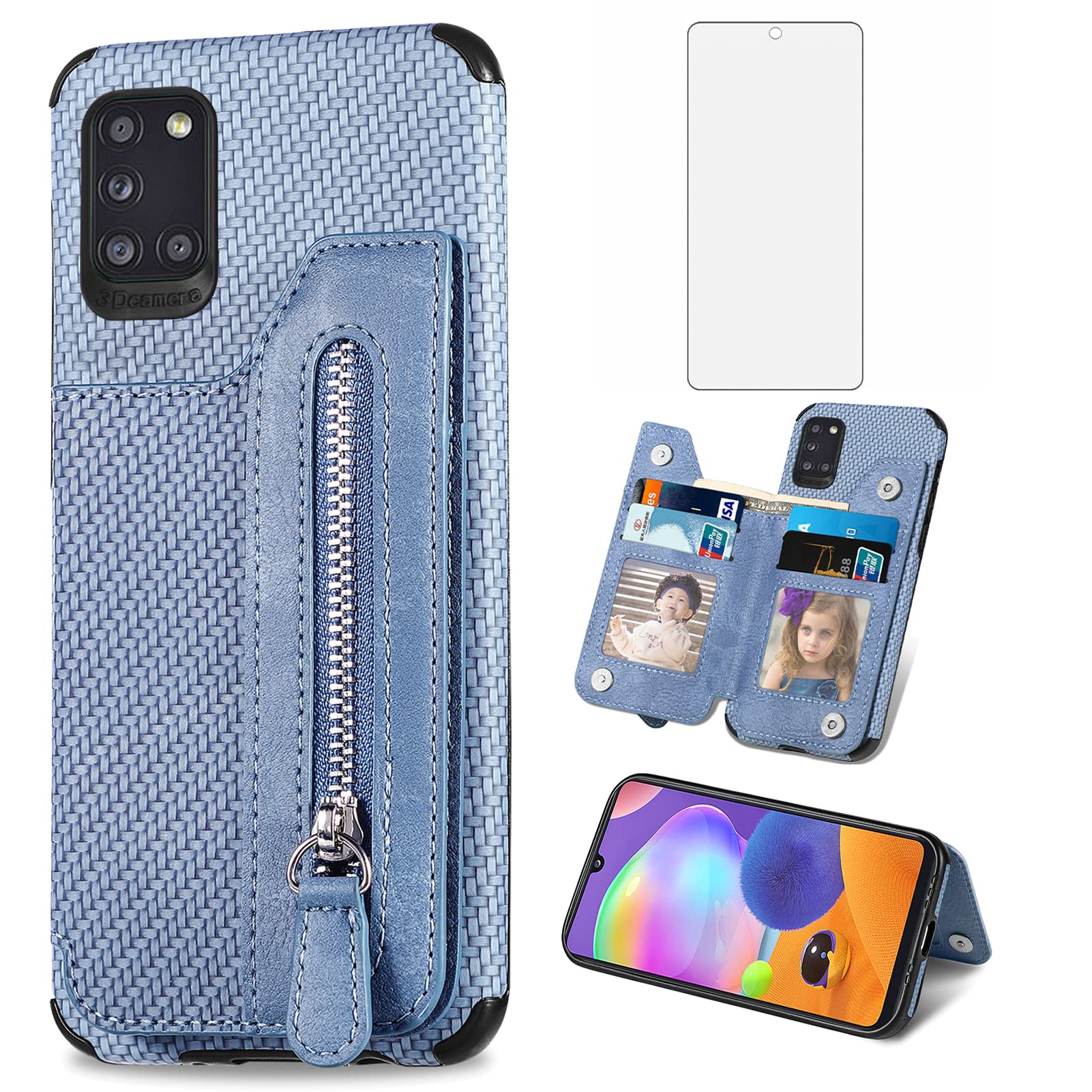 Asuwish Phone Case For Samsung Galaxy A31 Wallet Cover Tempered
