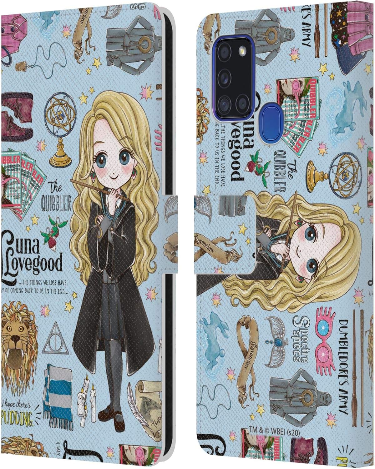 Head Case Designs Officially Licensed Harry Potter Luna Pattern Deathly Hallows XXXVII Leather Wallet Case Compatible with Samsung Galaxy A21s (2020)