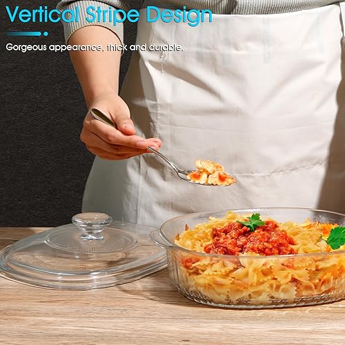 Miniatura 10 de NUTRIUPS Cacerola de vidrio ovalada de 3L con tapa de vidrio, vidrio de borosilicato, cacerola ovalada grande para horno, cacerola con tapa