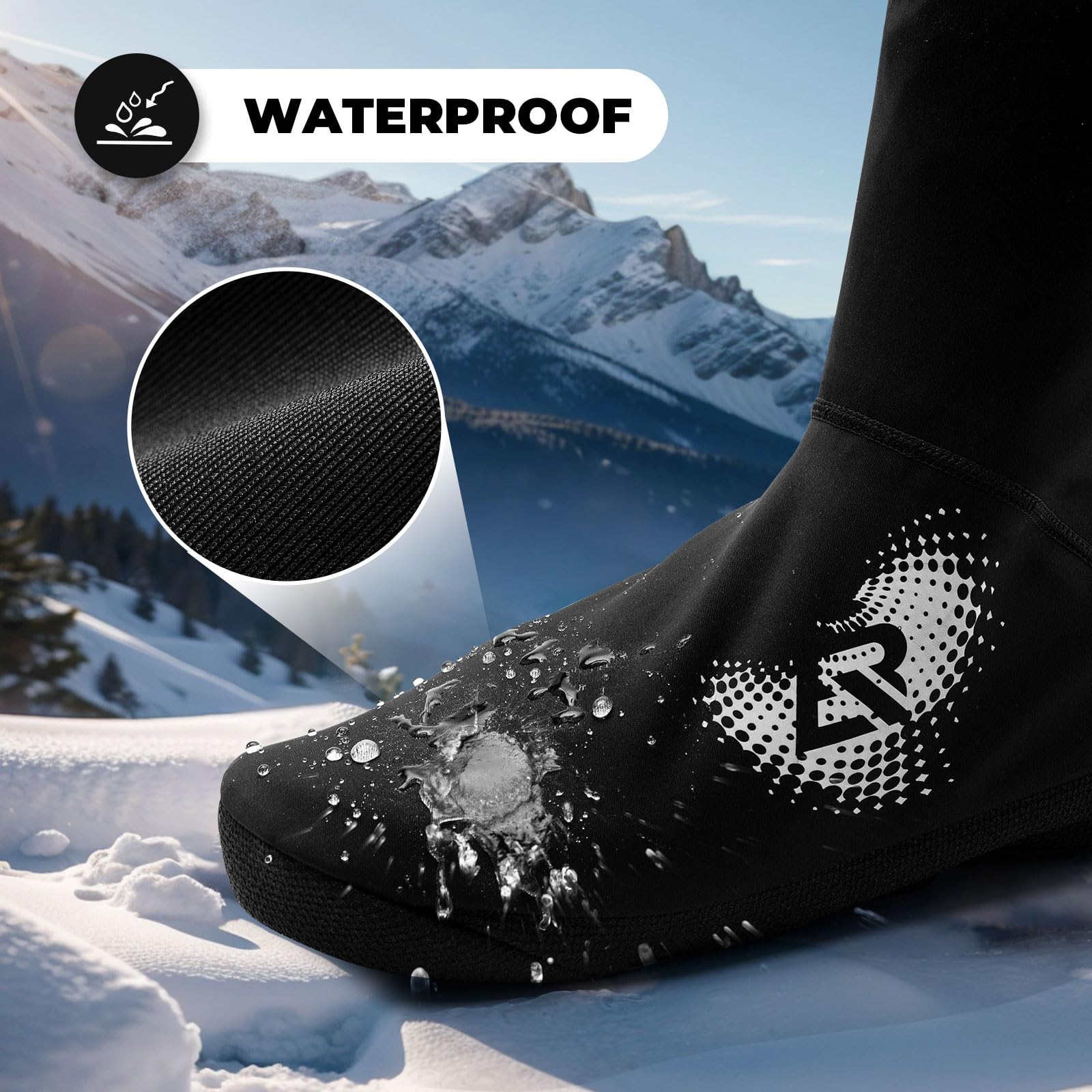 ROCKBROS Couvre-chaussures de Vélo Chaud avec Fermeture à Glissière Guêtres de Randonnée d'Hiver pour Hommes Femmes Couvre-chaussures de Vélo Hydrofuges pour VTT, Vélo de Course, Vélo Gravel, -5 à 10℃