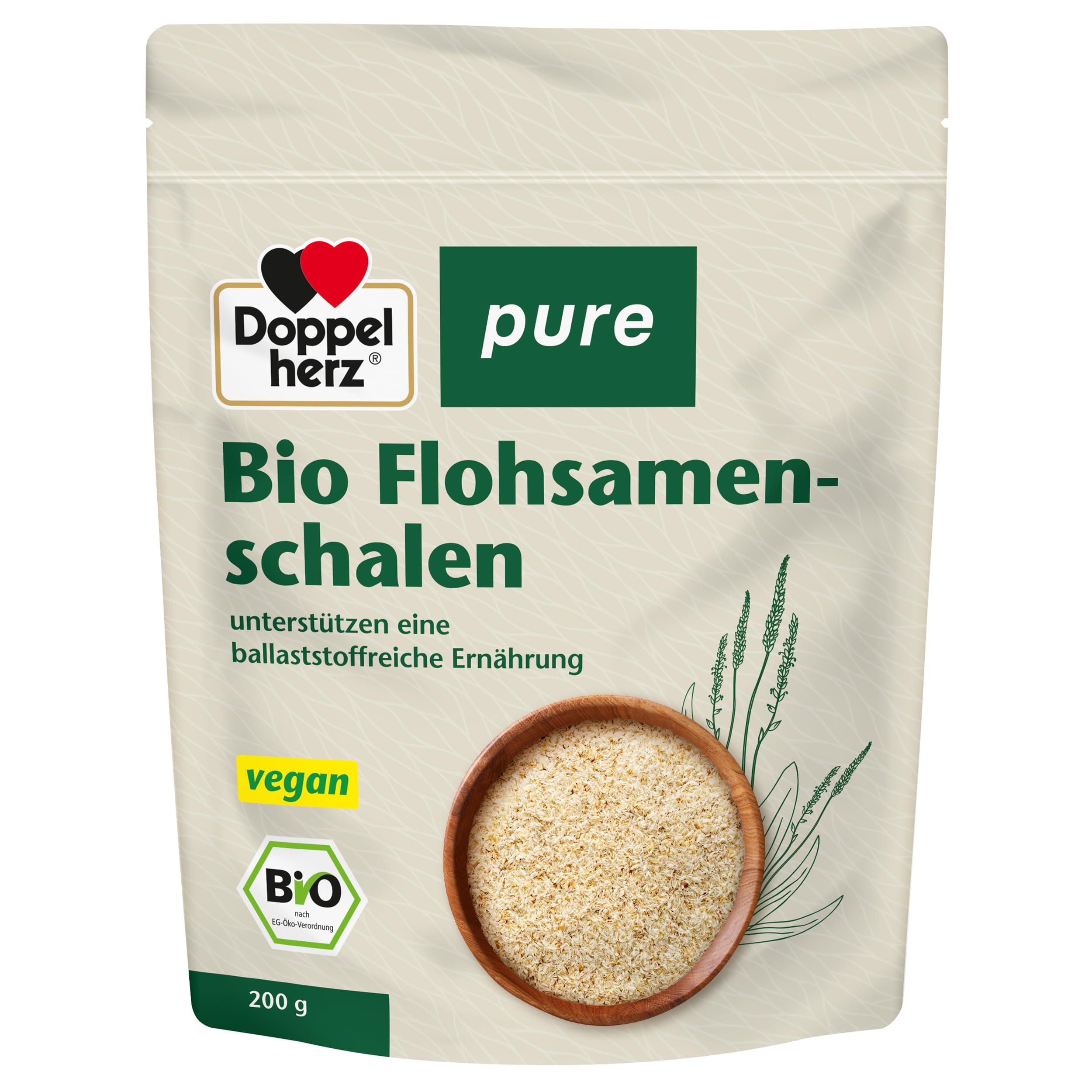 Doppelherz pure Bio Flohsamenschalen – geschmacksneutral, 200 g