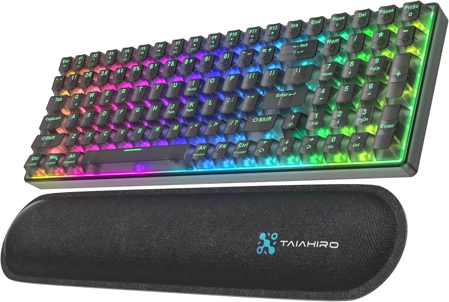 Wireless Creamy Mechanical Gaming Keyboard with Transparent Keycaps, 100 Keys Custom Hot-Swap LED Backlit, 3-Mode BT/2.4G/USB-C, 3000mAh Battery, Ergonomic Keyboard with Wrist Rest, Linear Switch