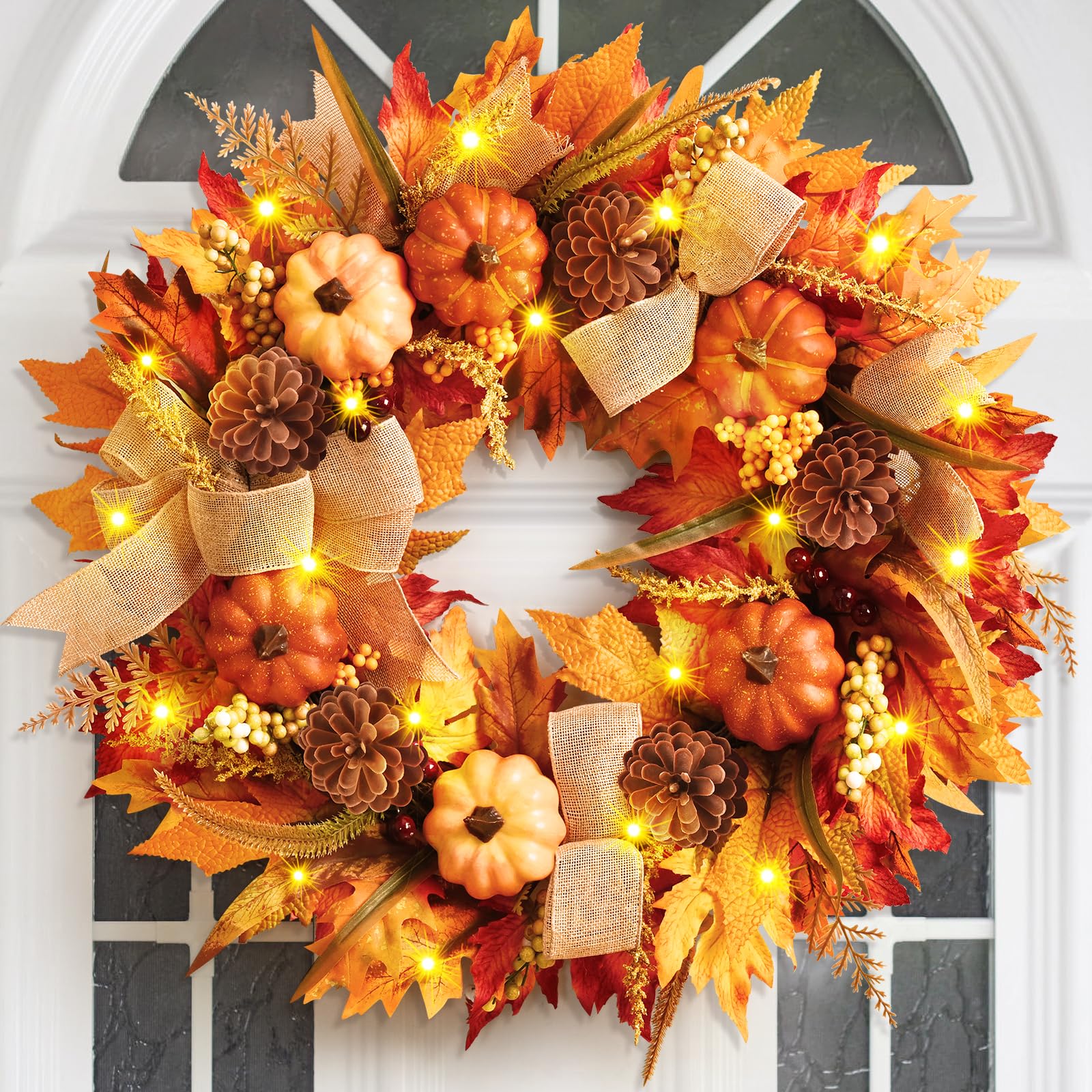 Yastouay 20" Pumpkin Wreath