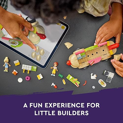 Miniatura 3 de LEGO Friends - Camión de comida para perros calientes con personajes de muñeca pequeña y figura de gato, comida de simulación, camioneta de juguete,