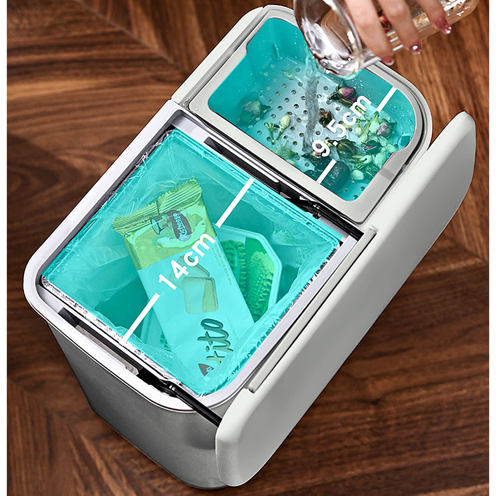 Pattumiera Sottolavello 12L GENIO IN CASA - Cestino Con Coperchio Scorrevole Per Cucina E Bagno