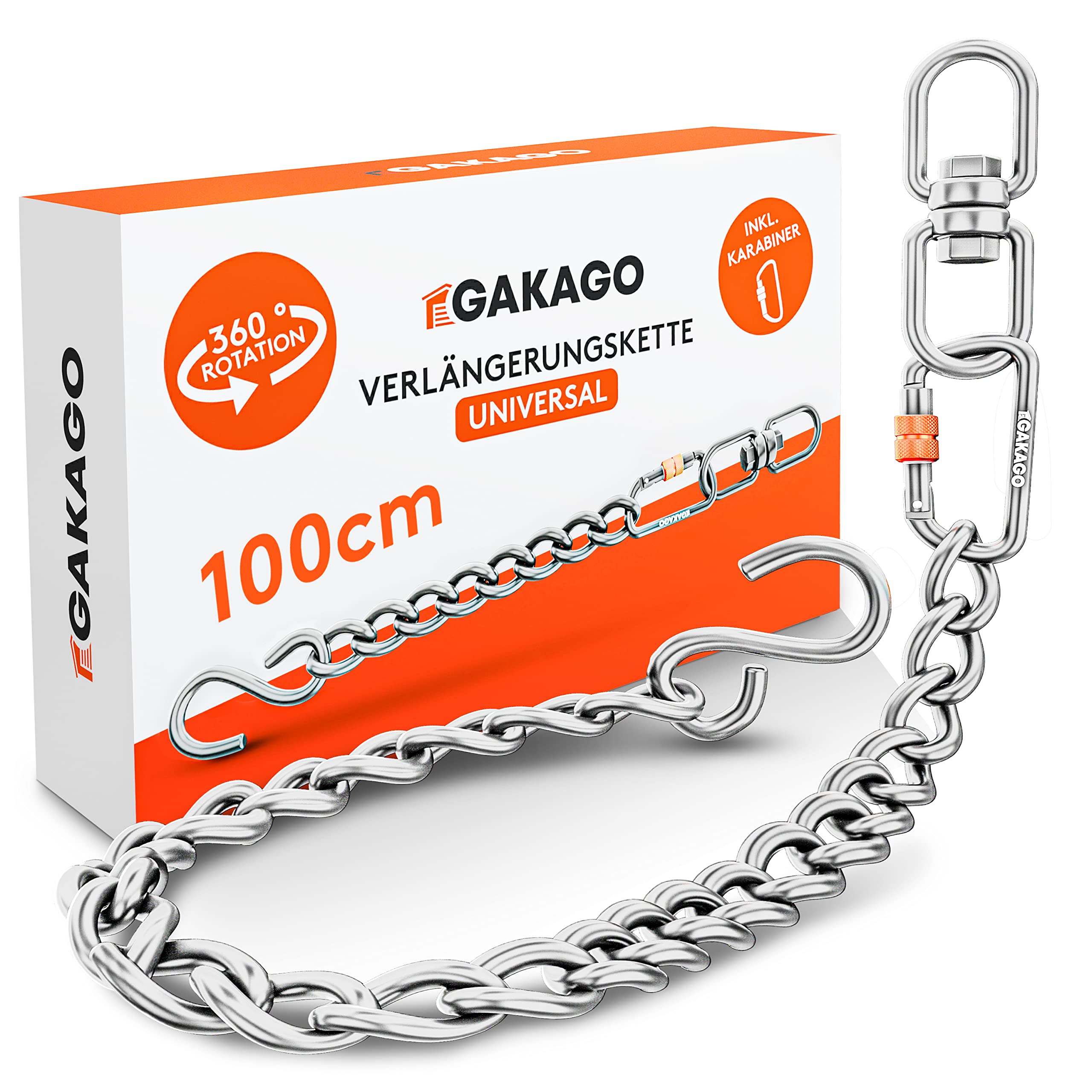 Chaîne Avec Mousqueton 2 Chaînes Acier Inoxydable 2m Vegena Avec Mousquetons - Pour Fauteuil Suspendu, Hamac, Balançoire Hamac Suspendu