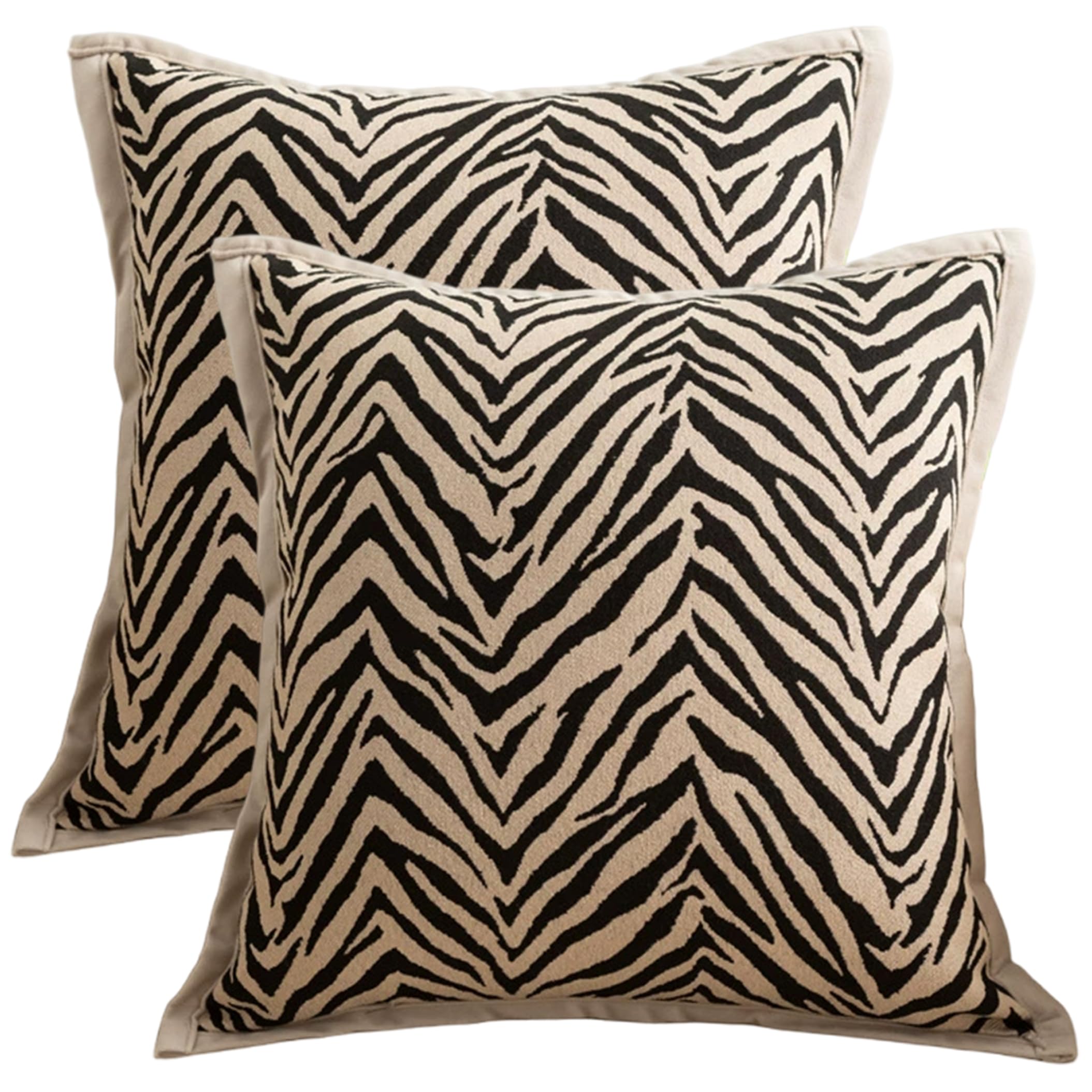 Syutokul 2PCS Zebra Pillow Cover, Animal Print Pillow Covers, Decorative Throw Pillowcase for Couch Sofa Bed Car, Khaki, 18x18 Inch