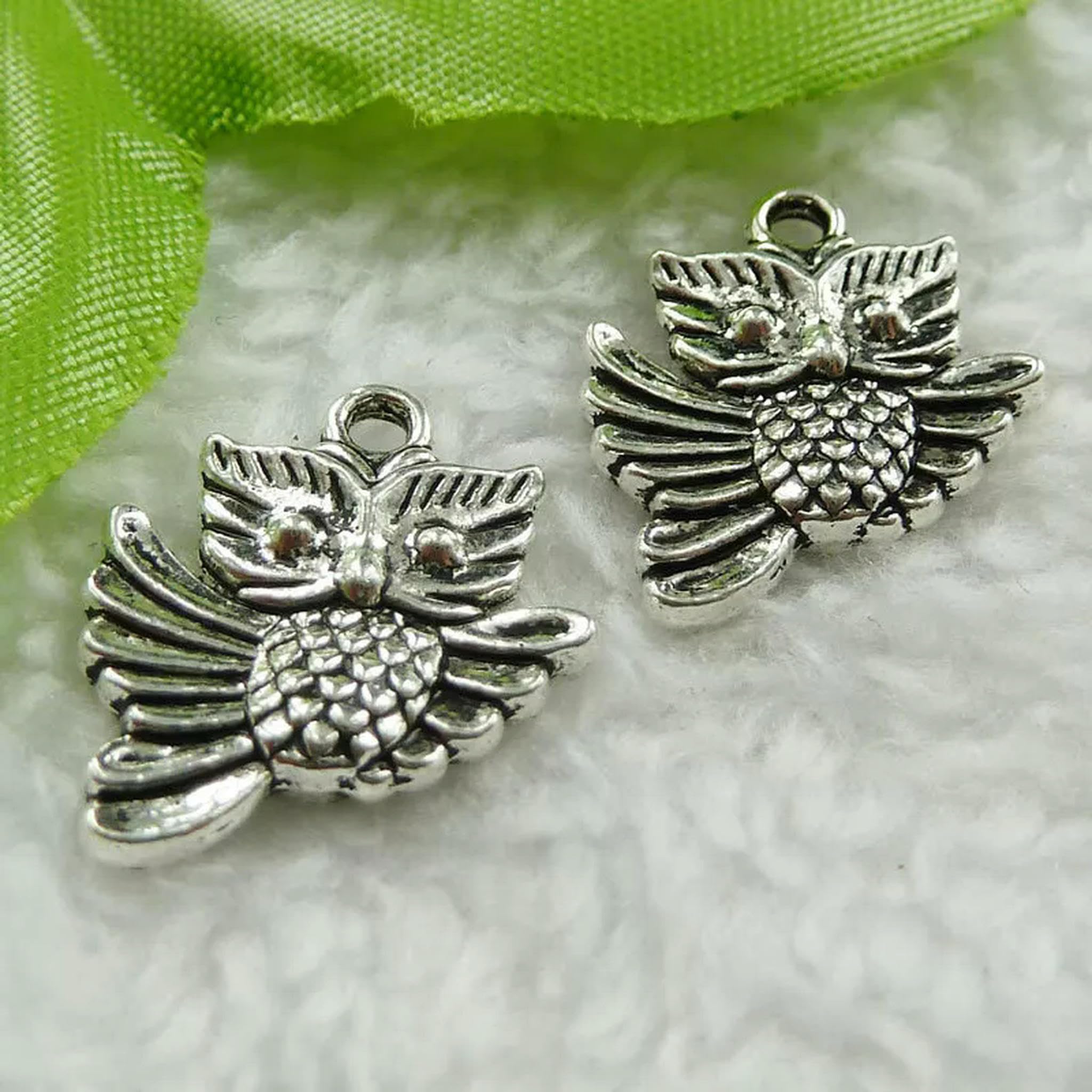 Breloque Hibou en Argent tibétain ciselé 20x17mm B1471 d'exception