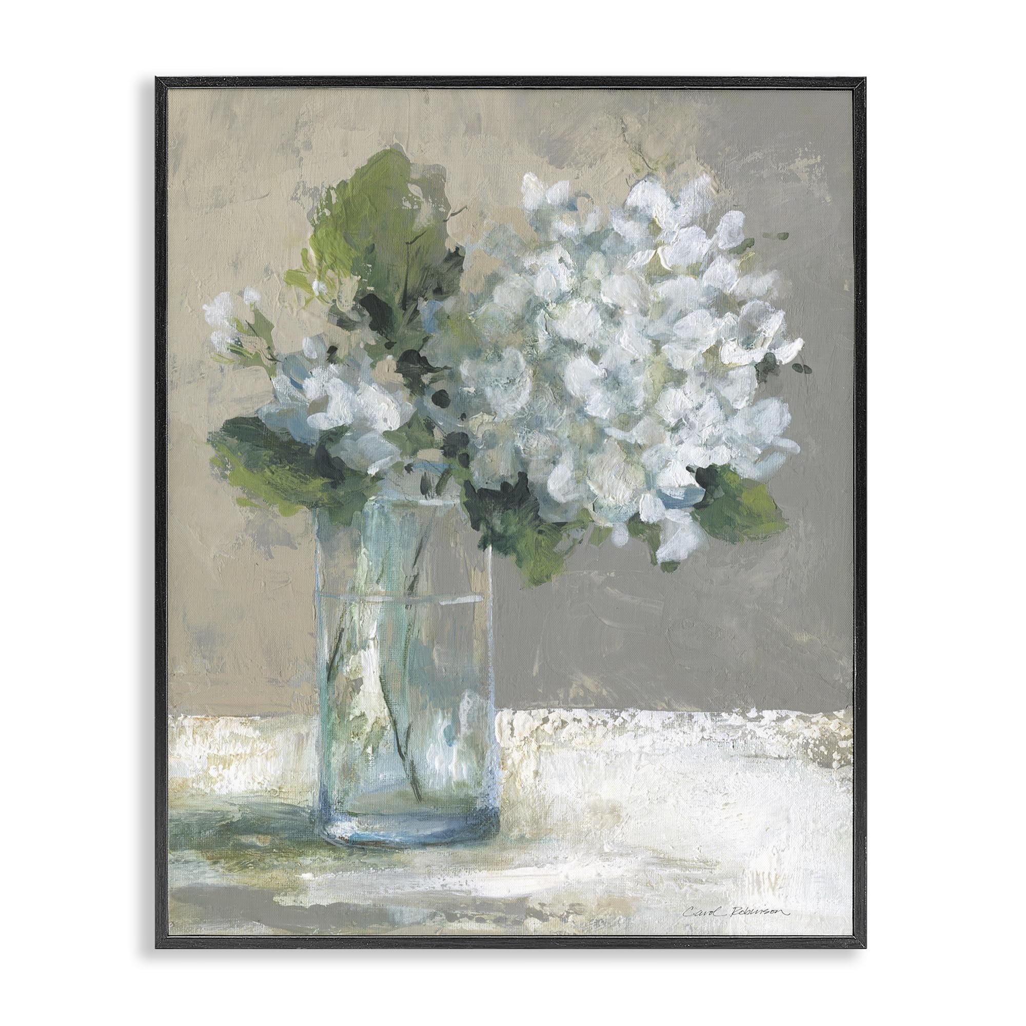 'Serene White Hydrangeas in Glass'| Framed Giclee Art