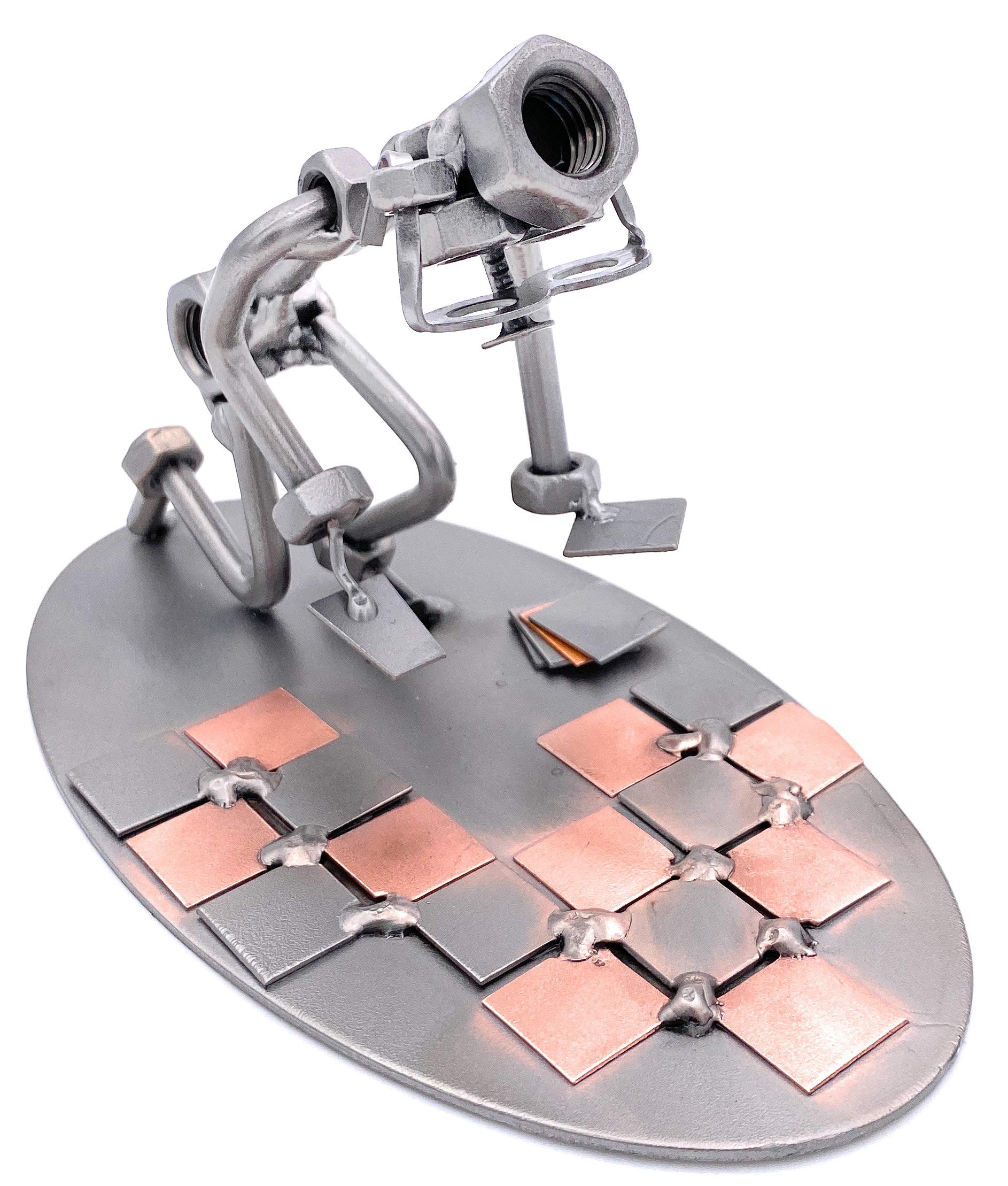 STEEMO Schraubenmännchen Fliesenleger Handwerker Geschenk Metall-Deko 18x10x11cm
