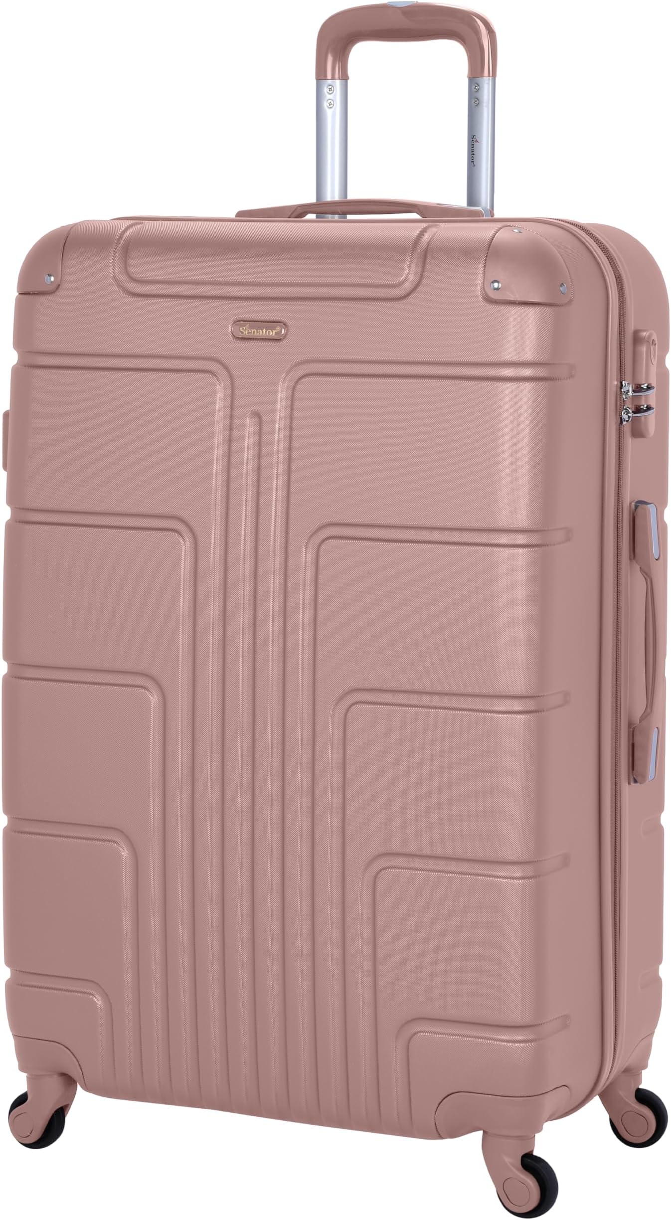 Lightweight Luggage Checked Bag- Durable Hard Shell 32 Inches Suitcase for Unisex Travel A1012 | ABS Extra Large Hard sided with Spinner Wheels 4 (Checked Luggage 32-Inch, Rose Gold)