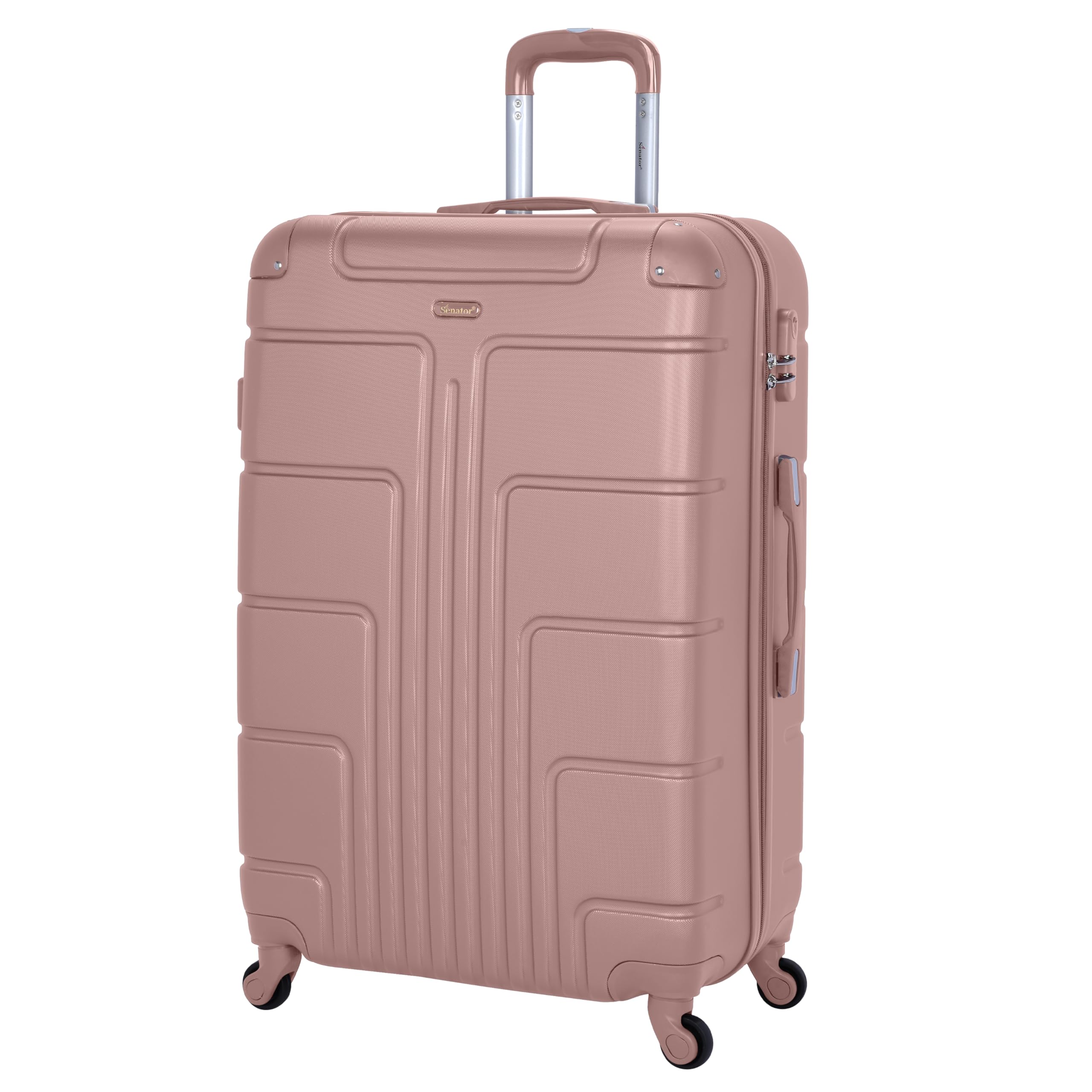 SenatorLightweight Luggage Checked Bag- Durable Hard Shell 32 Inches Suitcase for Unisex Travel A1012 | ABS Extra Large Hard sided with Spinner Wheels 4 (Checked Luggage 32-Inch, Rose Gold)
