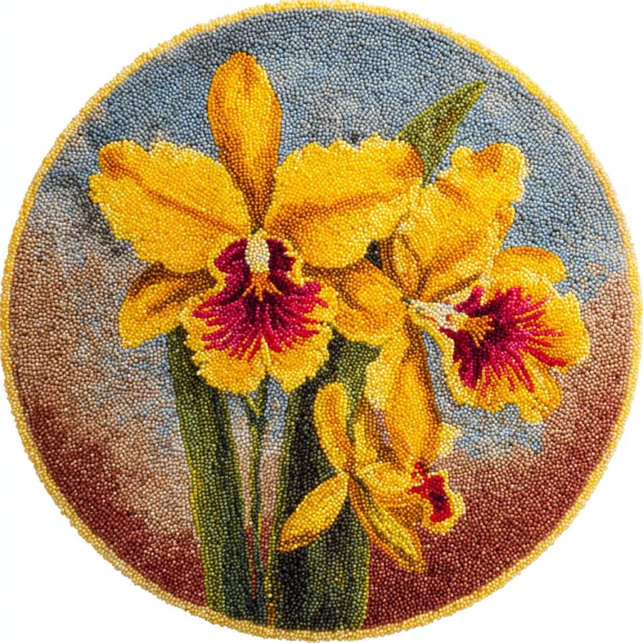 Kitquiver Tapestry Kits for Adults Golden Orchid 100x100cm