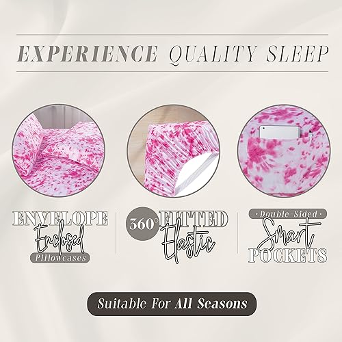 Miniatura 4 de Elegant Comfort Aria Tie-Dye - Juego de sábanas de 6 piezas, 1500 microfibra de calidad prémium hotelera, teñido anudado en espiral, suave,