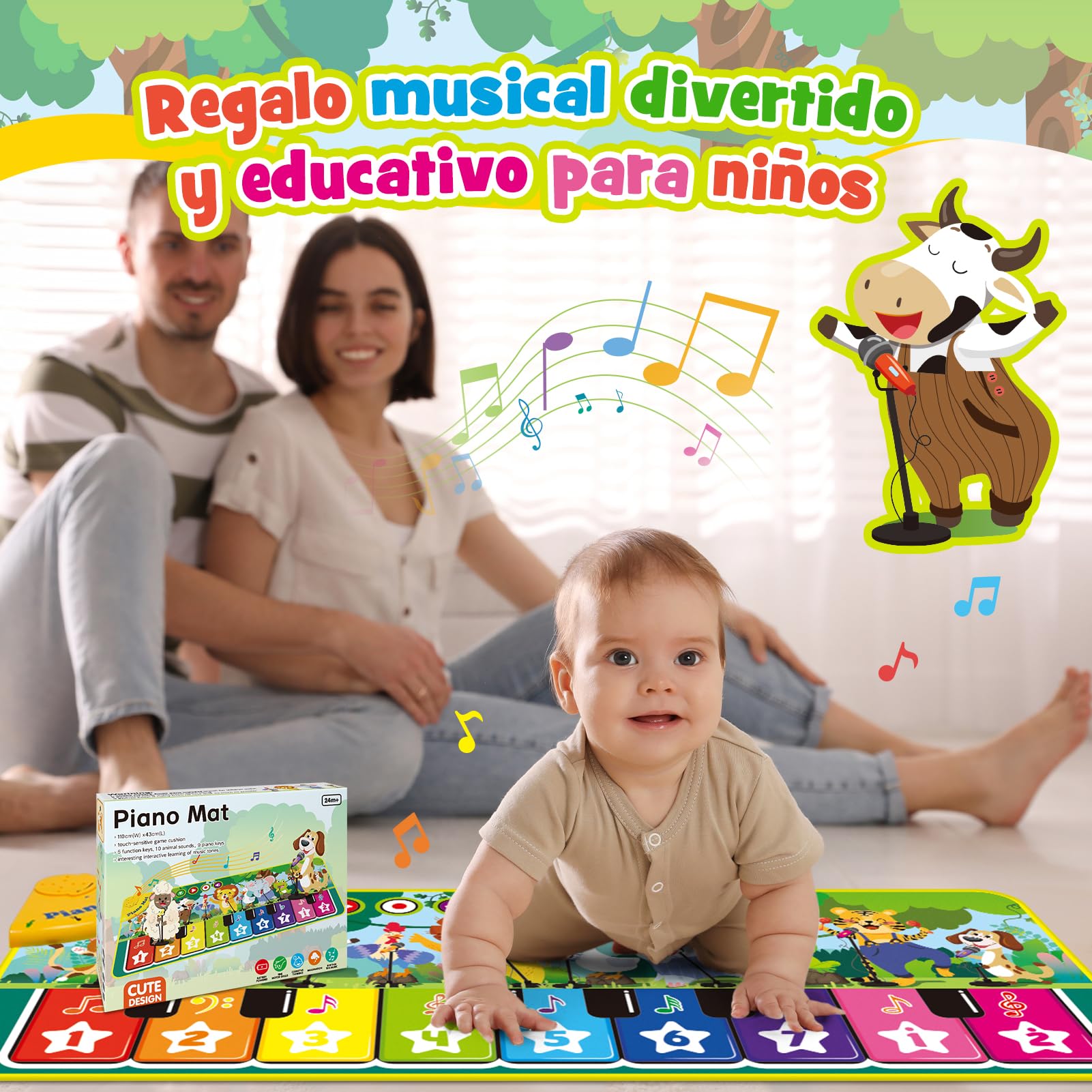 Juguetes Niños 1 Año, Alfombra Musical con 10 Sonidos De Animales Regalo 1 2 Niños Niña Años, Piano Infantil Juegos Juguetes Montessori Educativos Sensoriales Bebe Regalos Pascua Niño