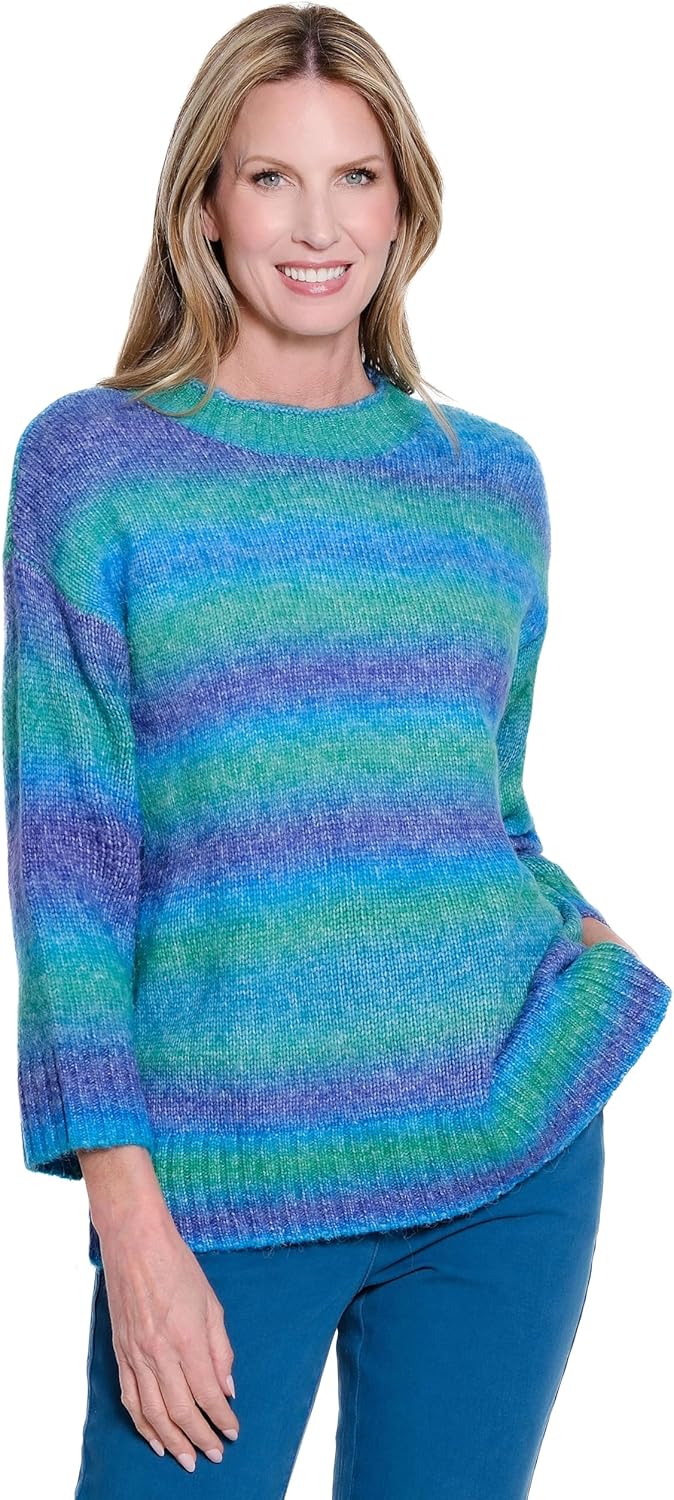 MULTIPLES Women's 3/4 Sleeve Drop Shoulder Mock Neck Sweater Top