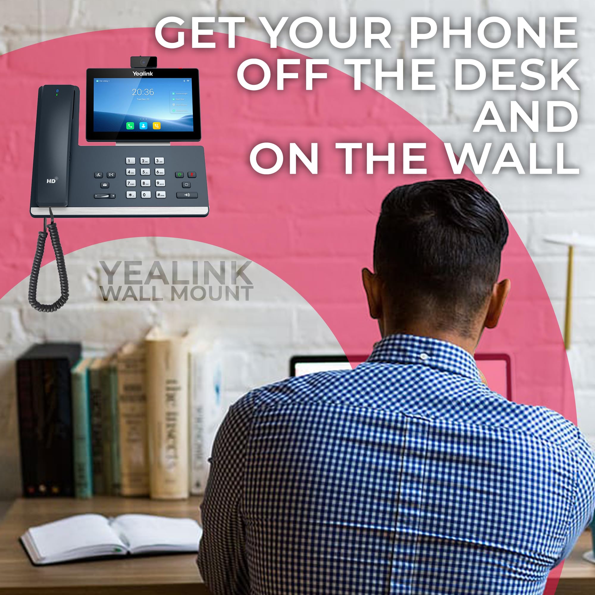Yealink - Soporte de Pared para teléfonos SIP, IP, Escritorio con paño de Microfibra #Yea-WM-B