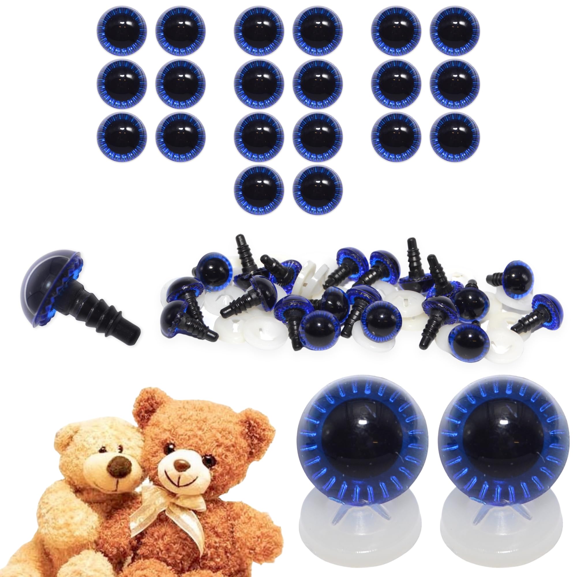celloexpress 14mm Blue Owl Eyes with Plastic Backs - Safety Eyes for Soft Toy Teddy Bear Animal Making (Pack of 10 Pairs) — image 1