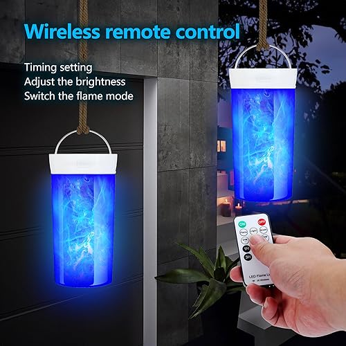 Miniatura 3 de 4 luces LED con efecto de llama, recargable por USB, 4 modos de luz parpadeante con temporizador remoto, efecto de detección de gravedad, base