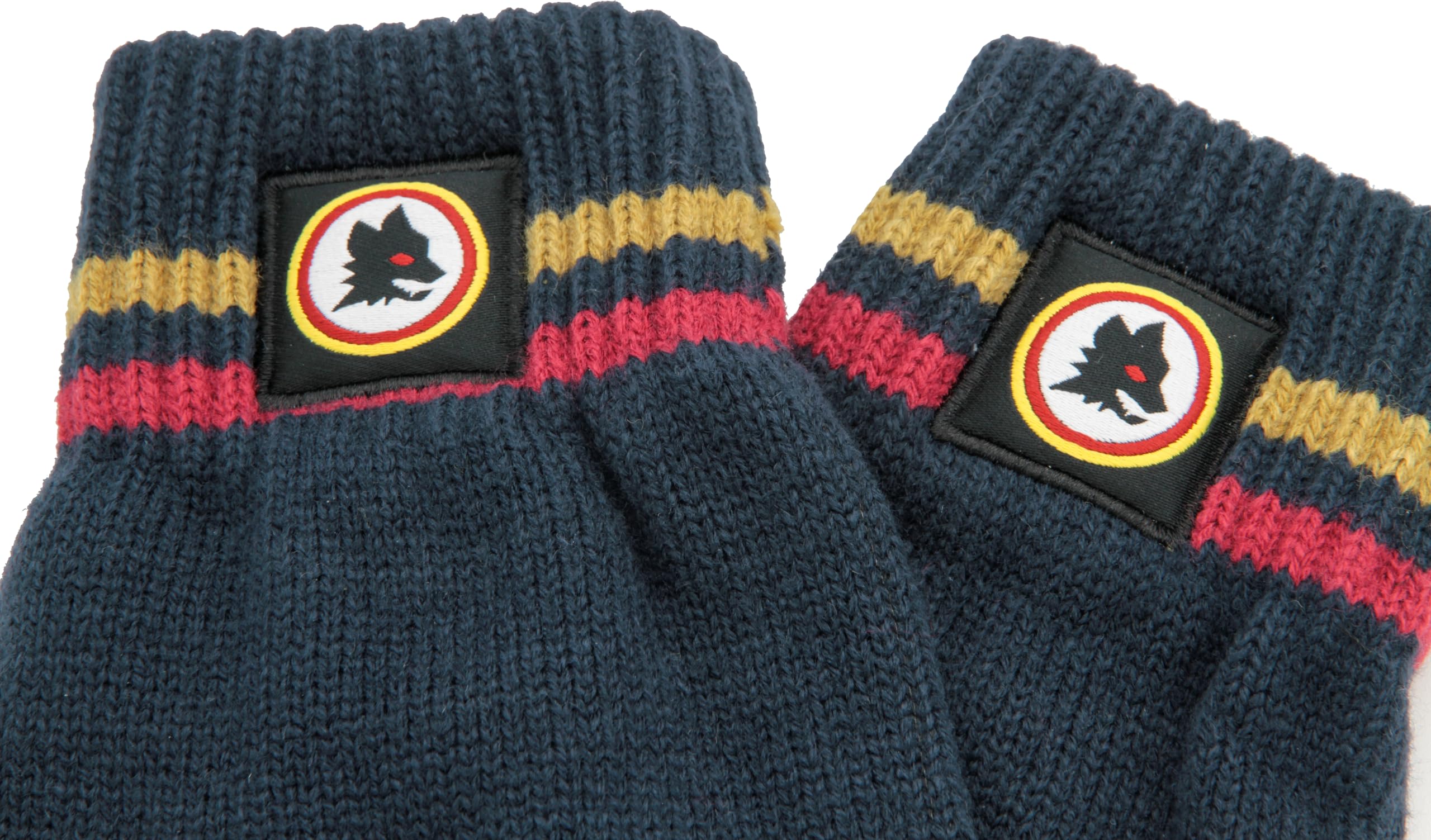 AS Roma WOLF LEATHER PATCH KNITTED GLOVES - NAVY