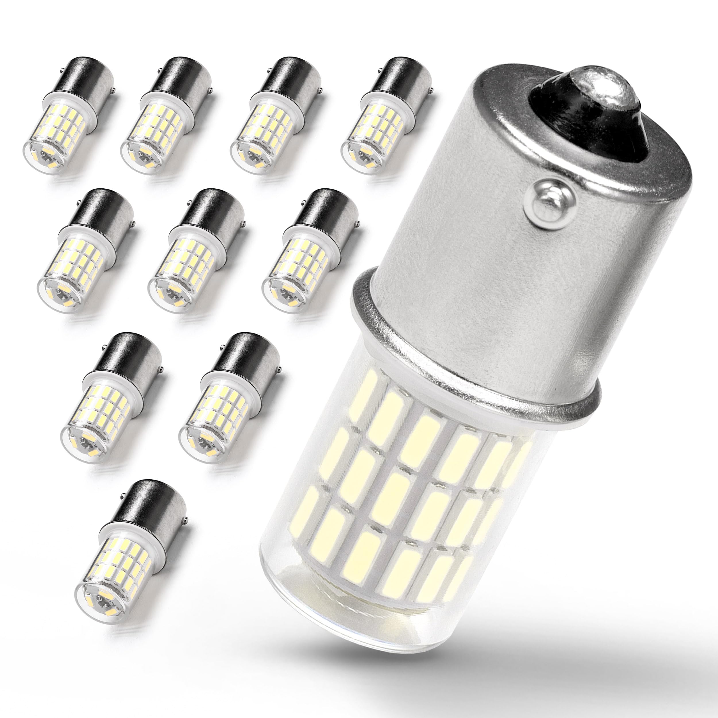 10Pack 1141 1156 Interior LED Light Bulbs for Auto RV Backup Light Bulb, Super Bright 6000K White 1003 7506 BA15S LED Bulbs Replacement for Camper Trailer Motorhome Boat Trunk Lights(10-30V)