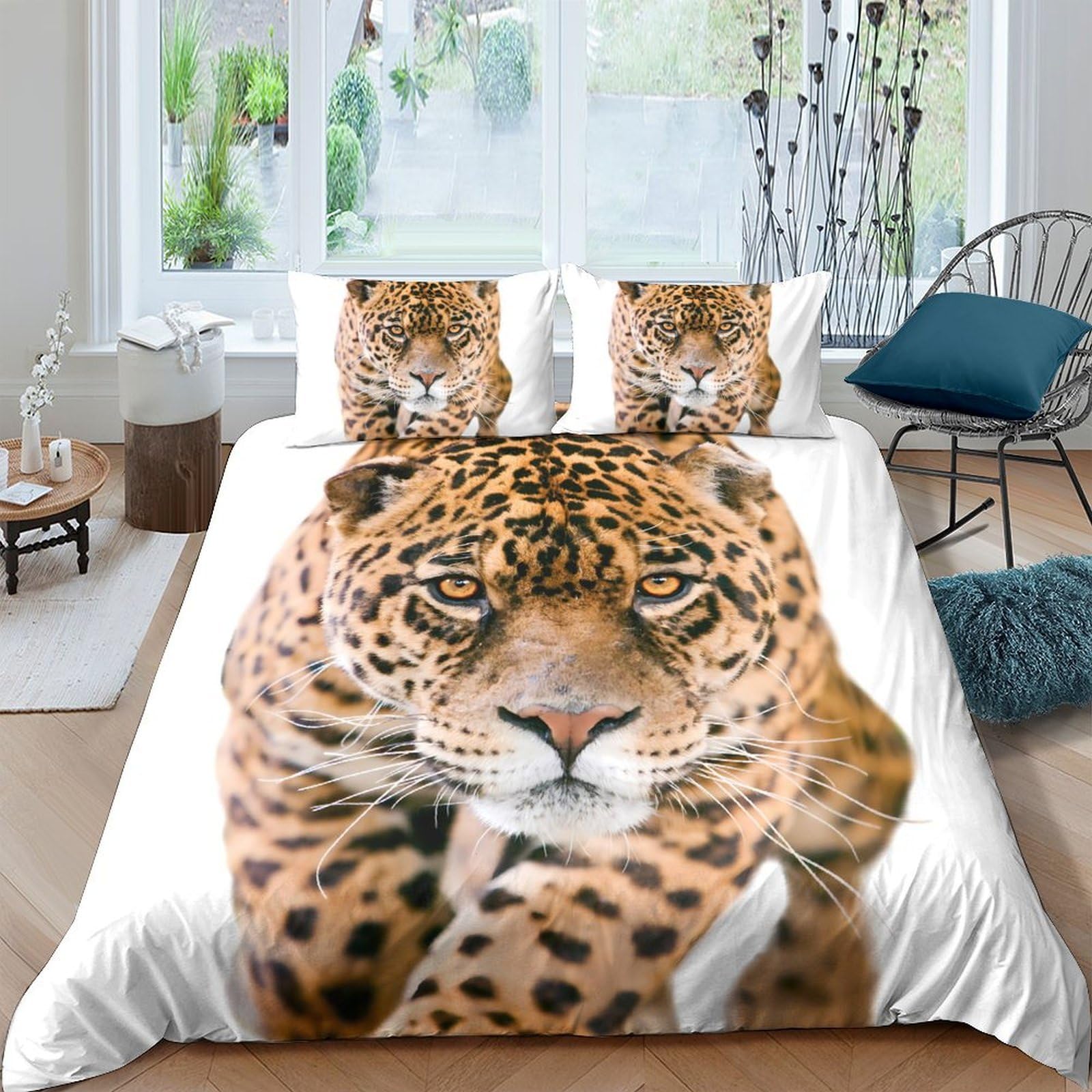 Ctjqhvkz Style-3 3D Printed Realistic Leopard Fitted Sheet Microfiber Soft Animal Print Bed Cover For Bedroom Dorm Mattress Protection Decor Single（135X200cm）