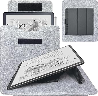 DMluna Tablet Sleeve Bag for Kindle Scribe/Scribe Colorsoft 11" 2025 Release, Protective Case Cover with Adjustable Stand Function & Pen Holder, Scratch Resistant, Organization, Grey+Black