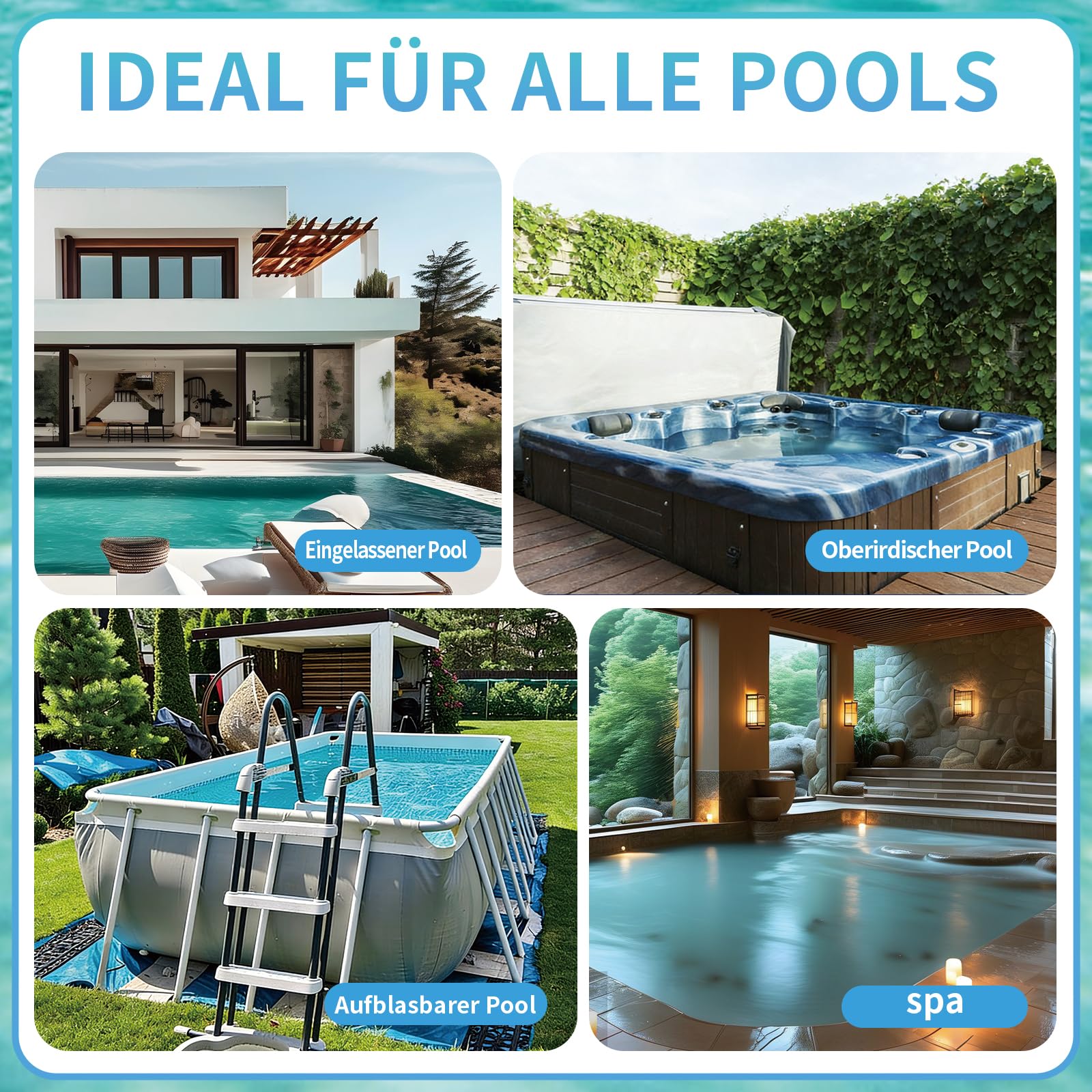 Pool-Staubsaugerkopf für Innen- und Oberirdische Pools, Flexibler Beschwerter Schwimmbad-Staubsaugerkopf - Schlauchanschluss Ø 32/38 mm, Stangen Ø 32 mm (Nicht enthalten）