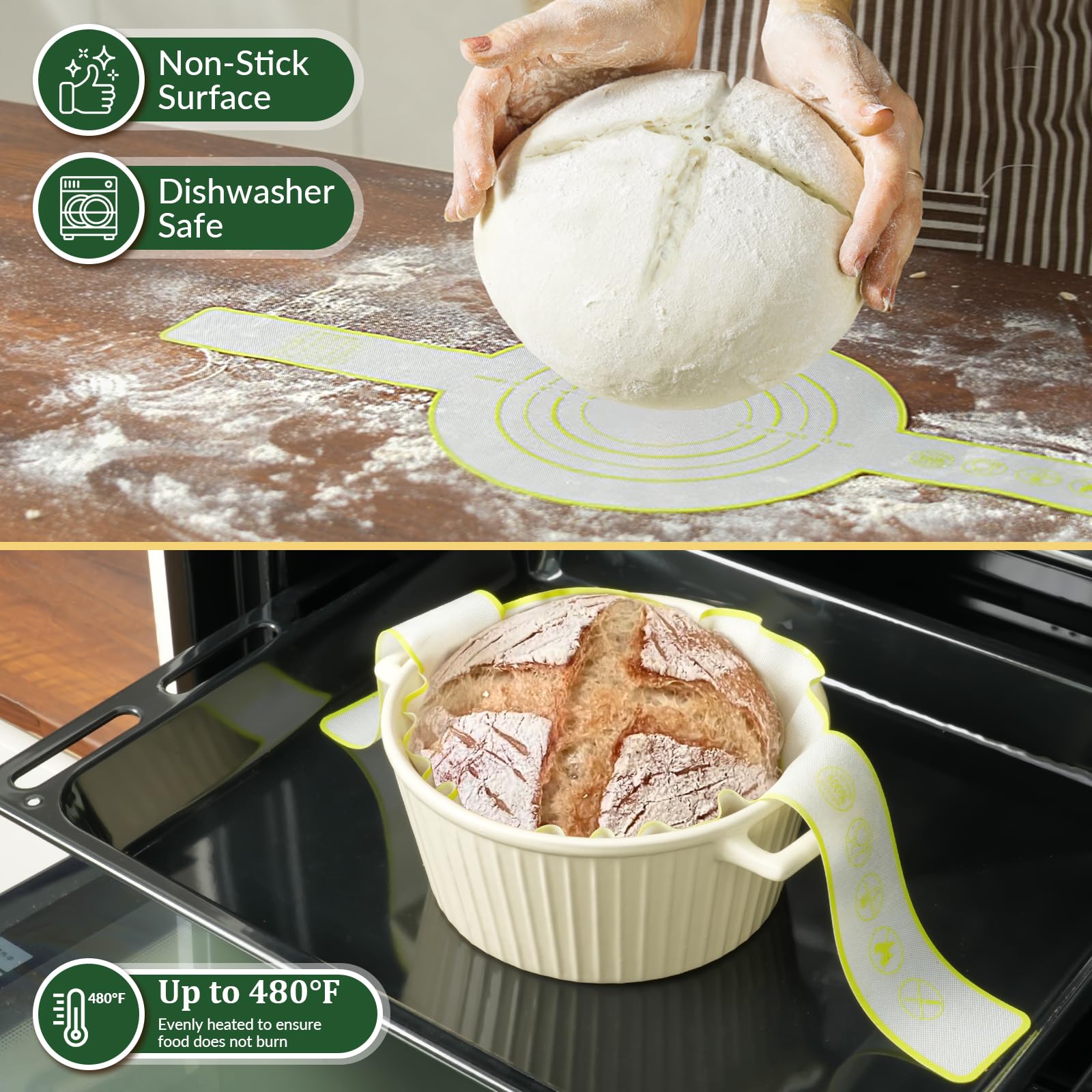Sauerteig-Starter-Set & 22,9 cm runder Brotkorb, 9-in-1-Backwerkzeuge mit Teigbesen, Brot und Brotschlinge | Teigbrotbackzubehör