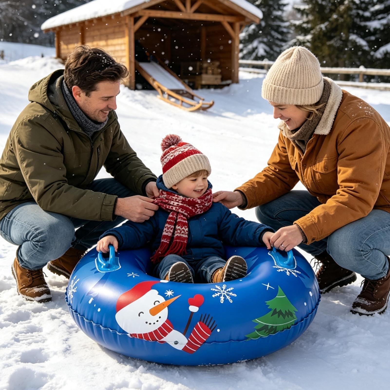 Tubo da slittino Tubo scivolo gonfiabile rotondo per neve con maniglie | Anello da slittino anti-abrasione Per Esterno Inverno Marciapiede Piscina Spiaggia Riunioni Feste Sport
