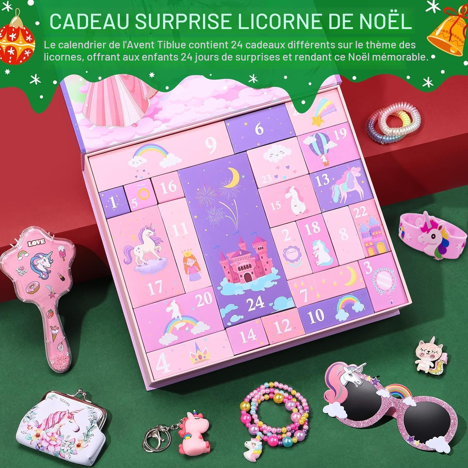 Calendrier De L'Avent 2025 Fille - 24 Surprises Licorne Avec Bijoux, Maquillage Et Accessoires Cheveux - 5