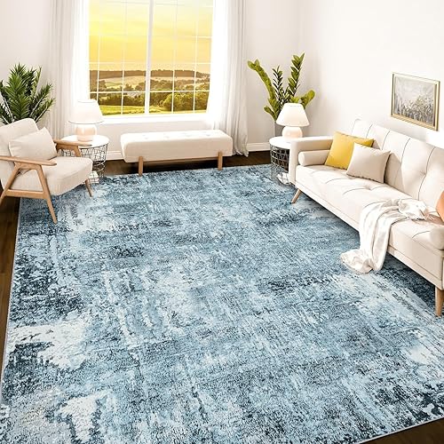 Istana 9x12 Area Rug - Blue 9 x 12 Area Rugs for Living Room - Foldable 9x12 Rugs for Bedroom/Living Room Rug - Stain Resistant Washable Rugs - Eco-Friendly Area Rugs