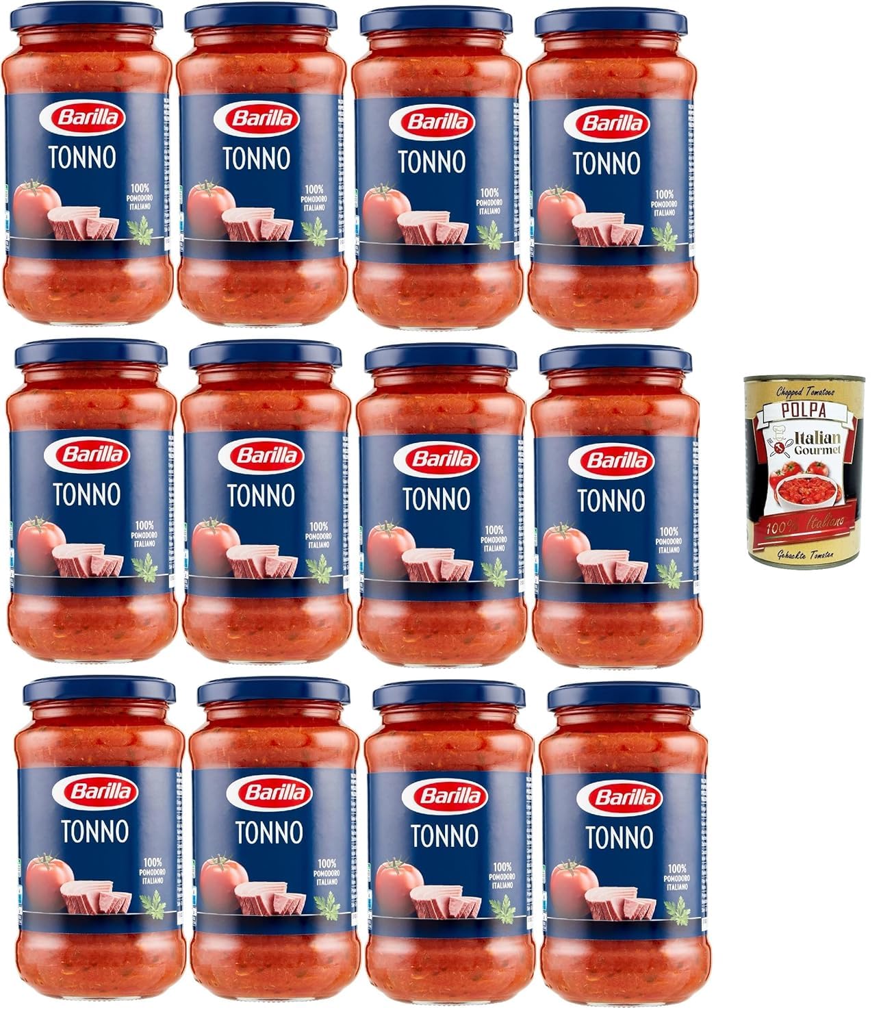 Italian Gourmet Bundle Sauce Tomate au Thon 12 x 400 g, Sauce Prête à l’Emploi avec Tomate Italienne, Sugo au Thon pour Pâtes, Lot Familial 4,8 kg, Idéal pour Pasta + Italian Gourmet Polpa