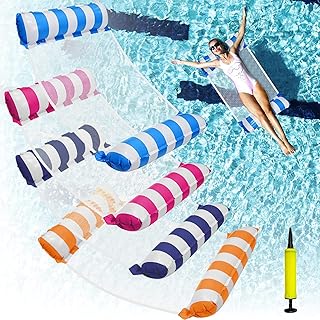 Pool Floats Hammock, 4 Pack Inflatable Float Hammock with Bonus Air Pump, Multi-Purpose Swimming Pool Floating (Saddle, Lounge Chair, Hammock, Drifter), Water Hammock Lounge for Pool, Beach, Outdoor