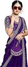 Women's Elegant Designer Sarees - Premium Vichitra Fabric with Embellished Border, Lightweight and Stylish Ethnic Wear - Perfect for Parties, Weddings, and Festive Occasions