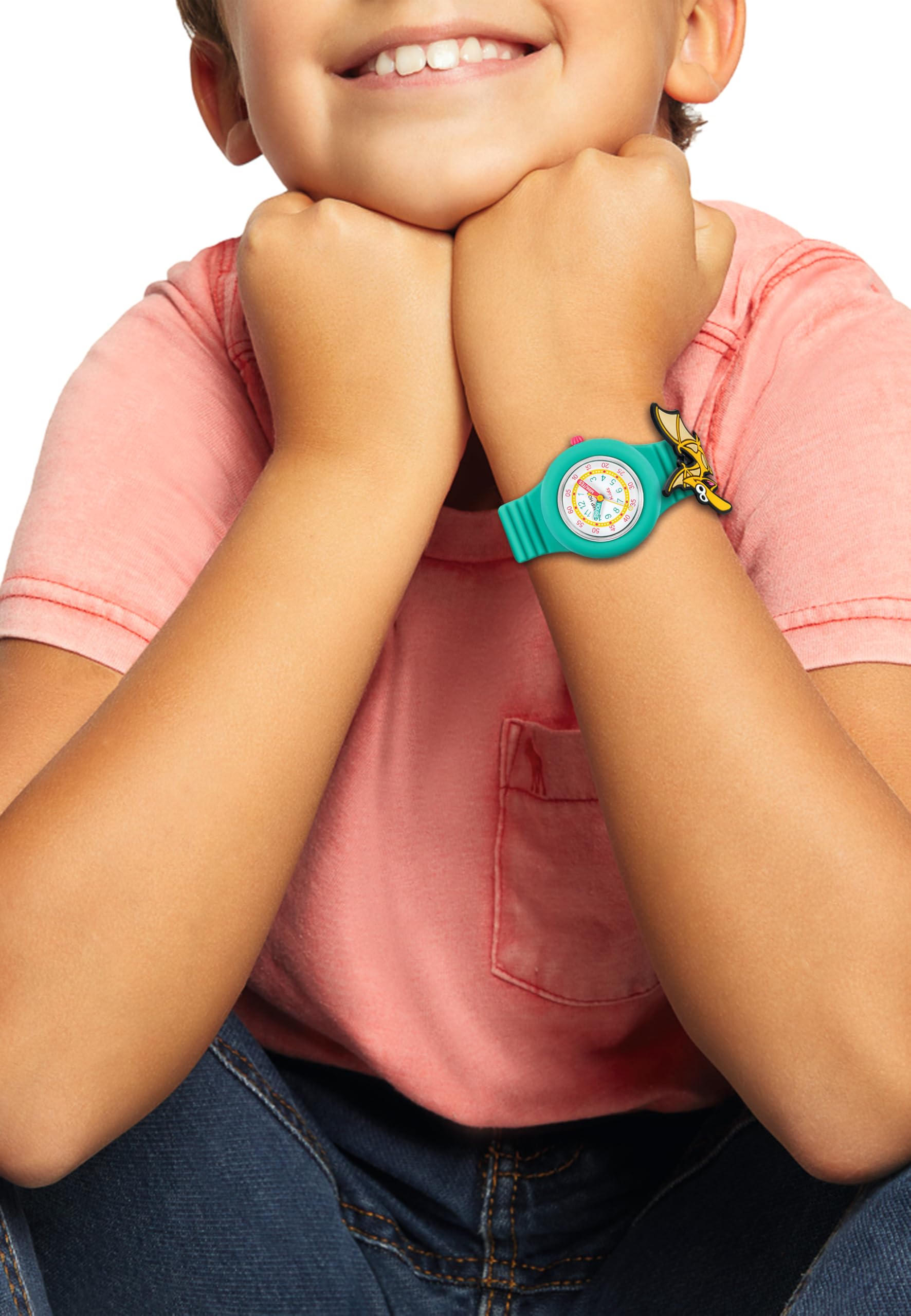HIP HOP, PINTASTIC Kollektion, Kinderuhr, Quarzuhrwerk, Gehäuse 32 mm, wasserdicht, Armband aus hypoallergenem Silikon, mit 5 dekorativen Elementen zum Thema inklusive, Geschenkidee