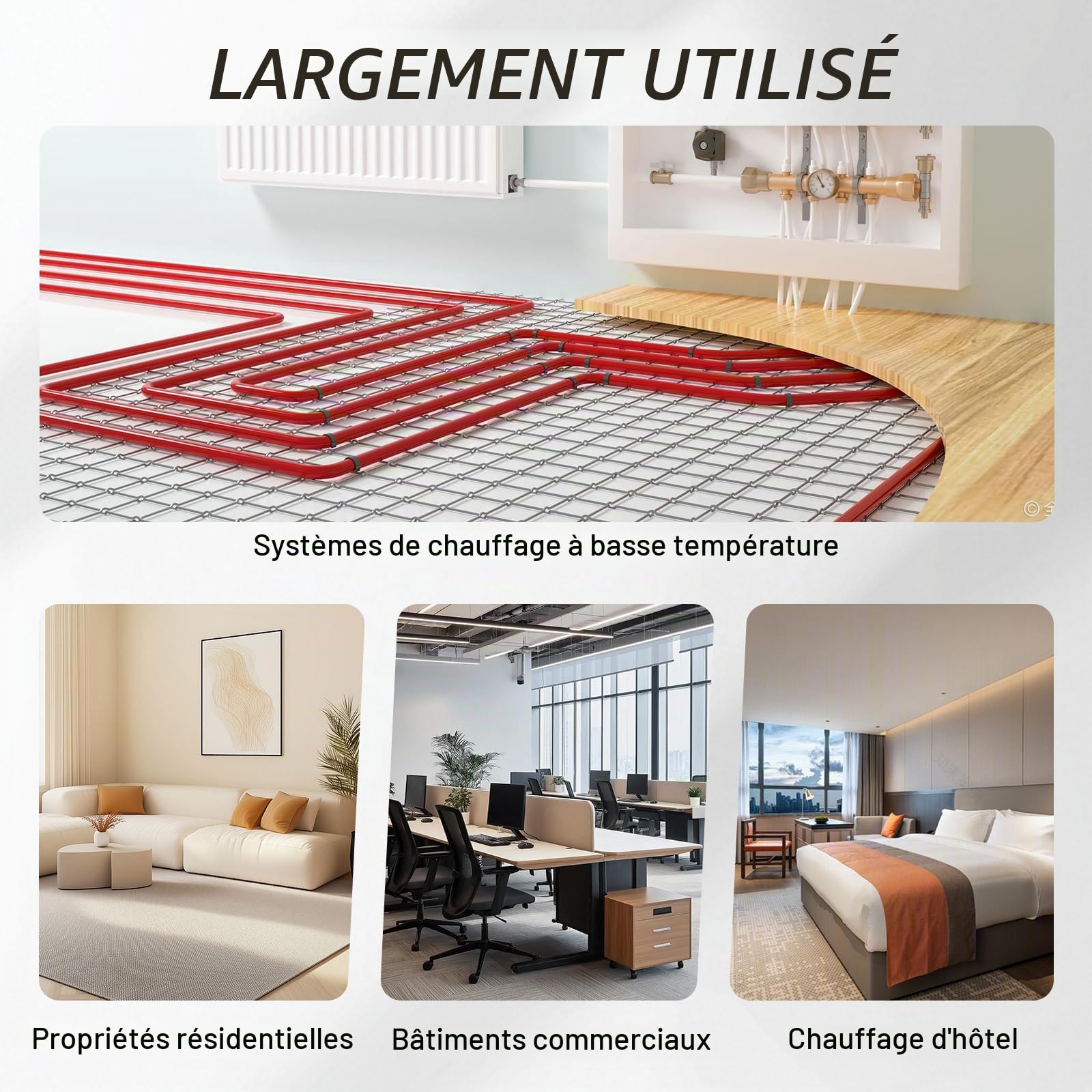 YUCHENGTECH Collecteur Plancher Chauffage en Acier Inoxydable 5 Circuits | Avec Eurocône 3/4"(16x2mm) Distributeur Circuit Chauffage avec Débitmètres, Purgeur d'air Automatique et Vannes à Bille 1"