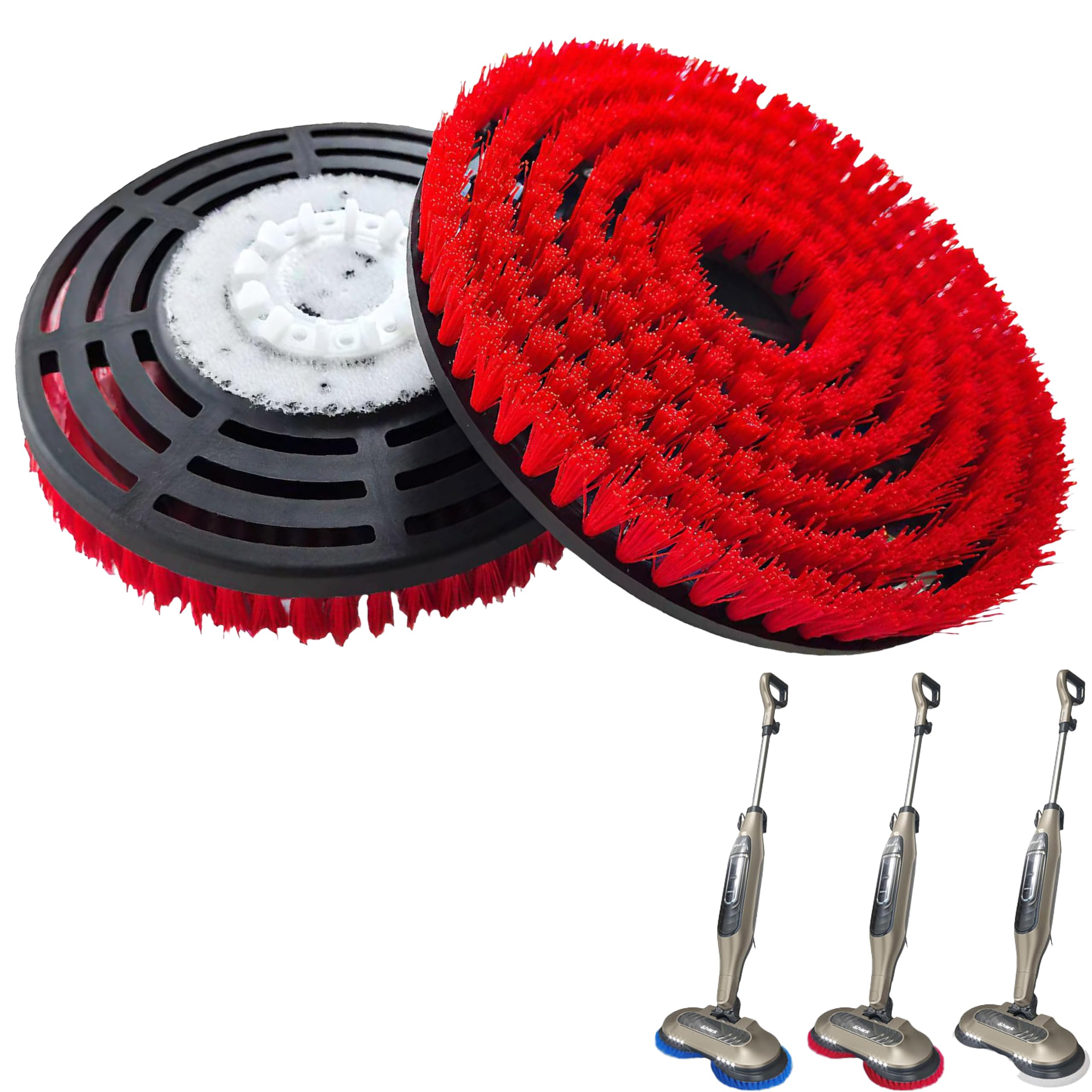 Brush for Shark Steam Mop S7000 S7001 S7020 S7005 S8021 S8001 Replacement Brush Head and Scrub Pad Abrasive Polishing Pad for deep Cleaning Hard Floors Kitchens and bathrooms (2, red)
